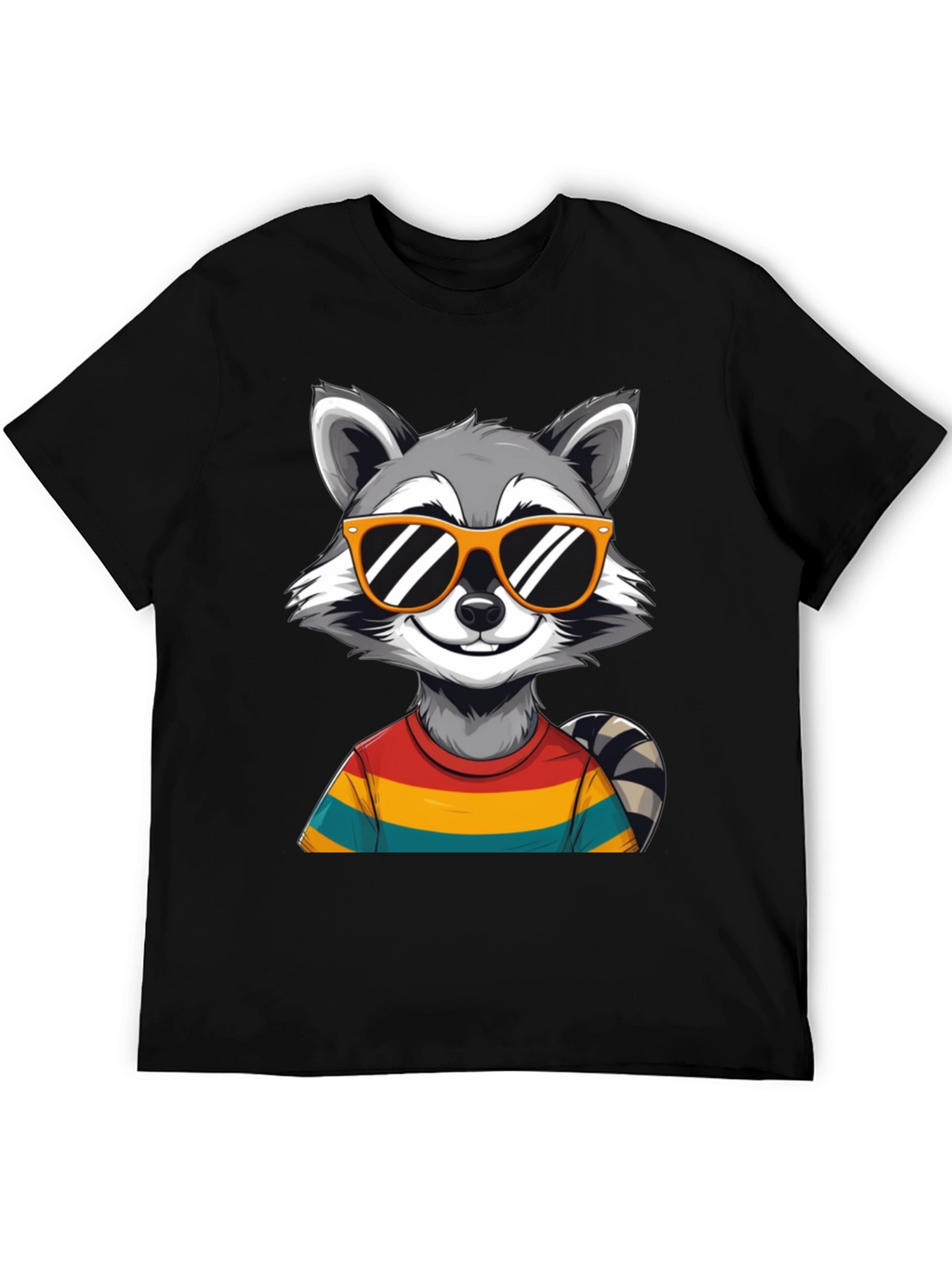Cool Raccoon Graphic Tee - Black T-Shirt