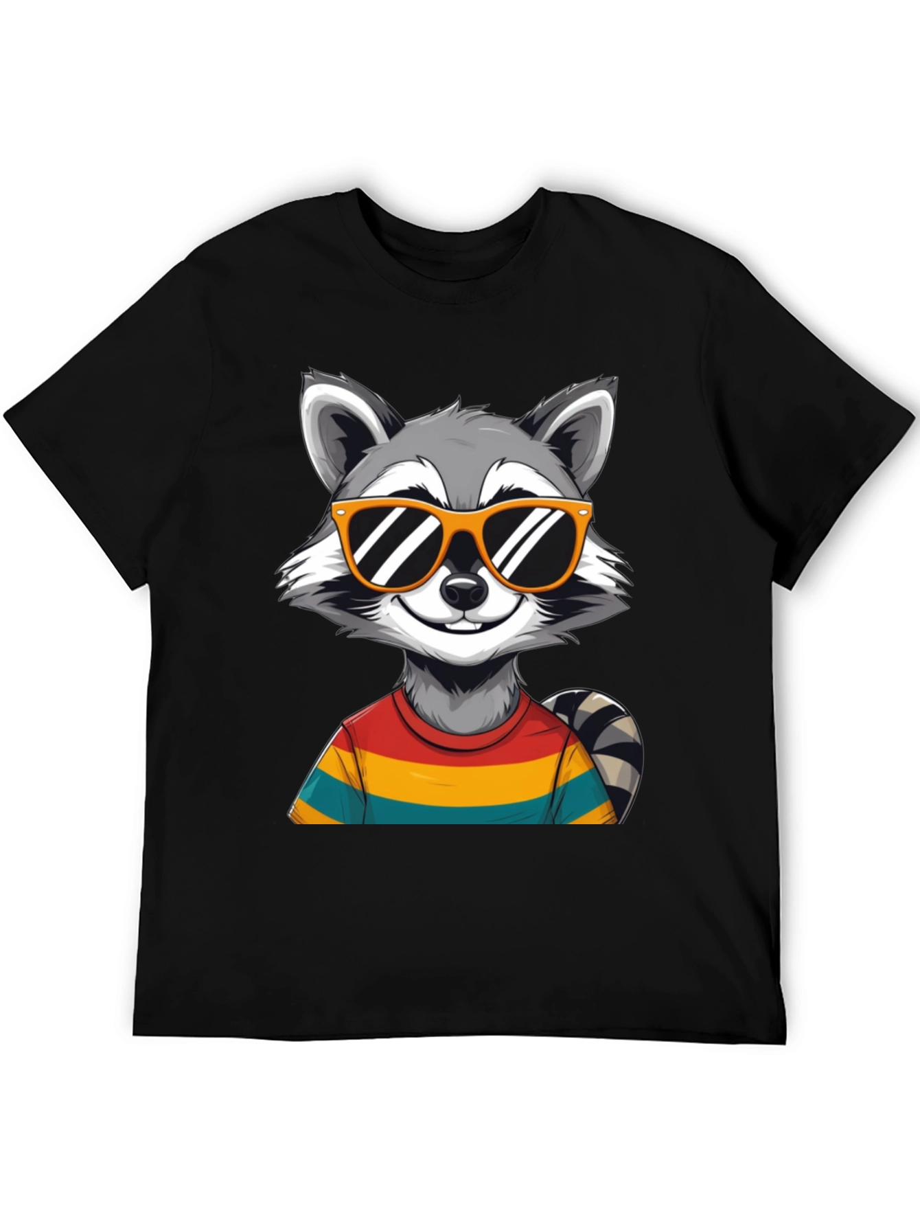 Cool Raccoon Graphic Tee - Black T-Shirt
