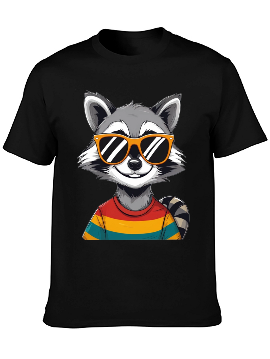 Cool Raccoon Graphic Tee - Black T-Shirt