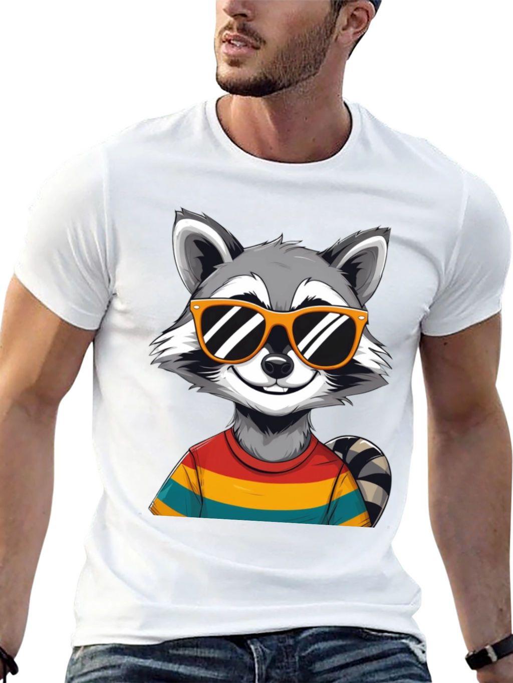 Cool Raccoon Graphic Tee - Black T-Shirt