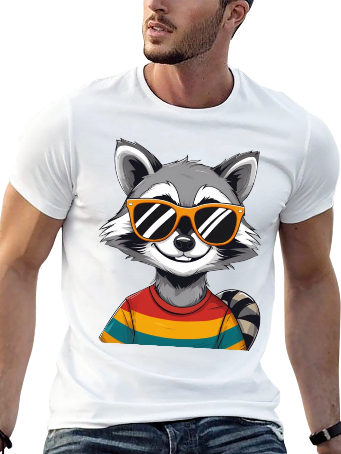 Cool Raccoon Graphic Tee - Black T-Shirt