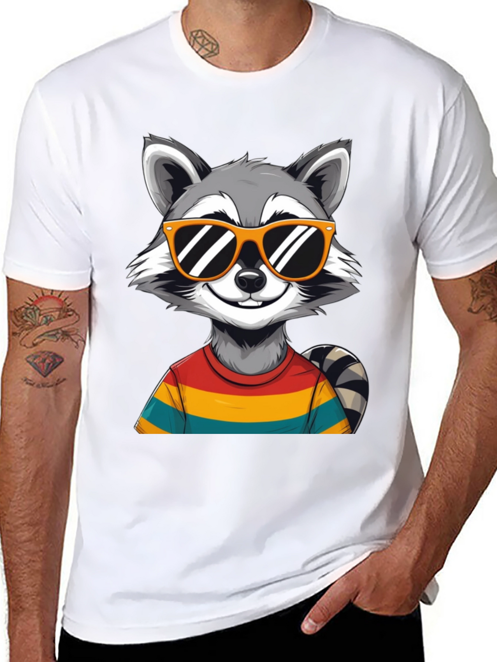 Cool Raccoon Graphic Tee - Black T-Shirt