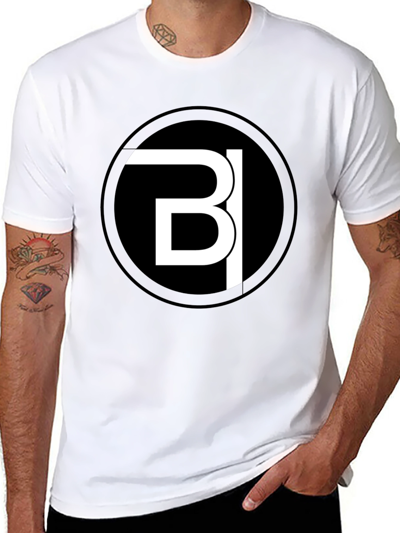 Modern Black Tee with Bold White Logo Design