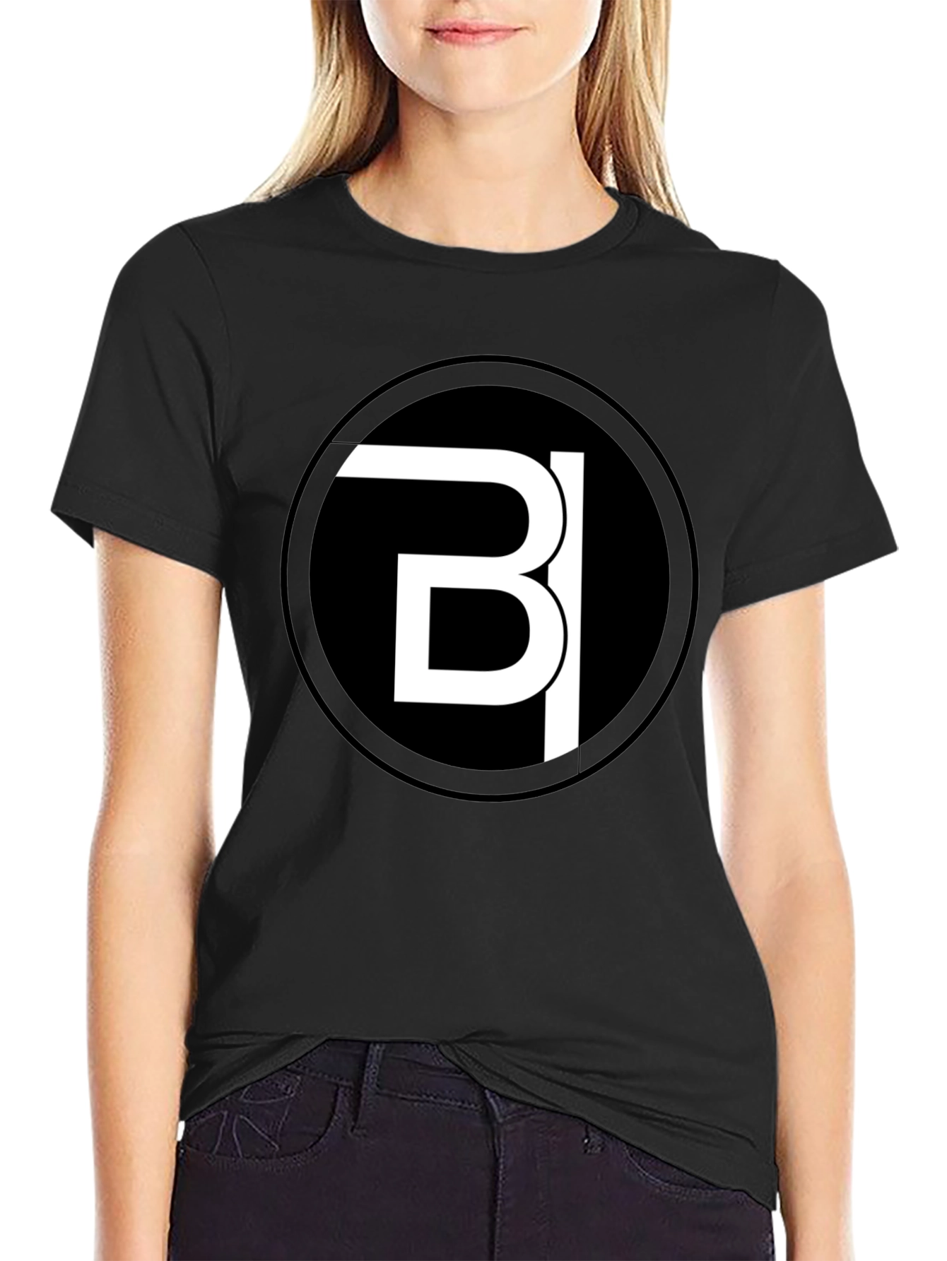 Modern Black Tee with Bold White Logo Design