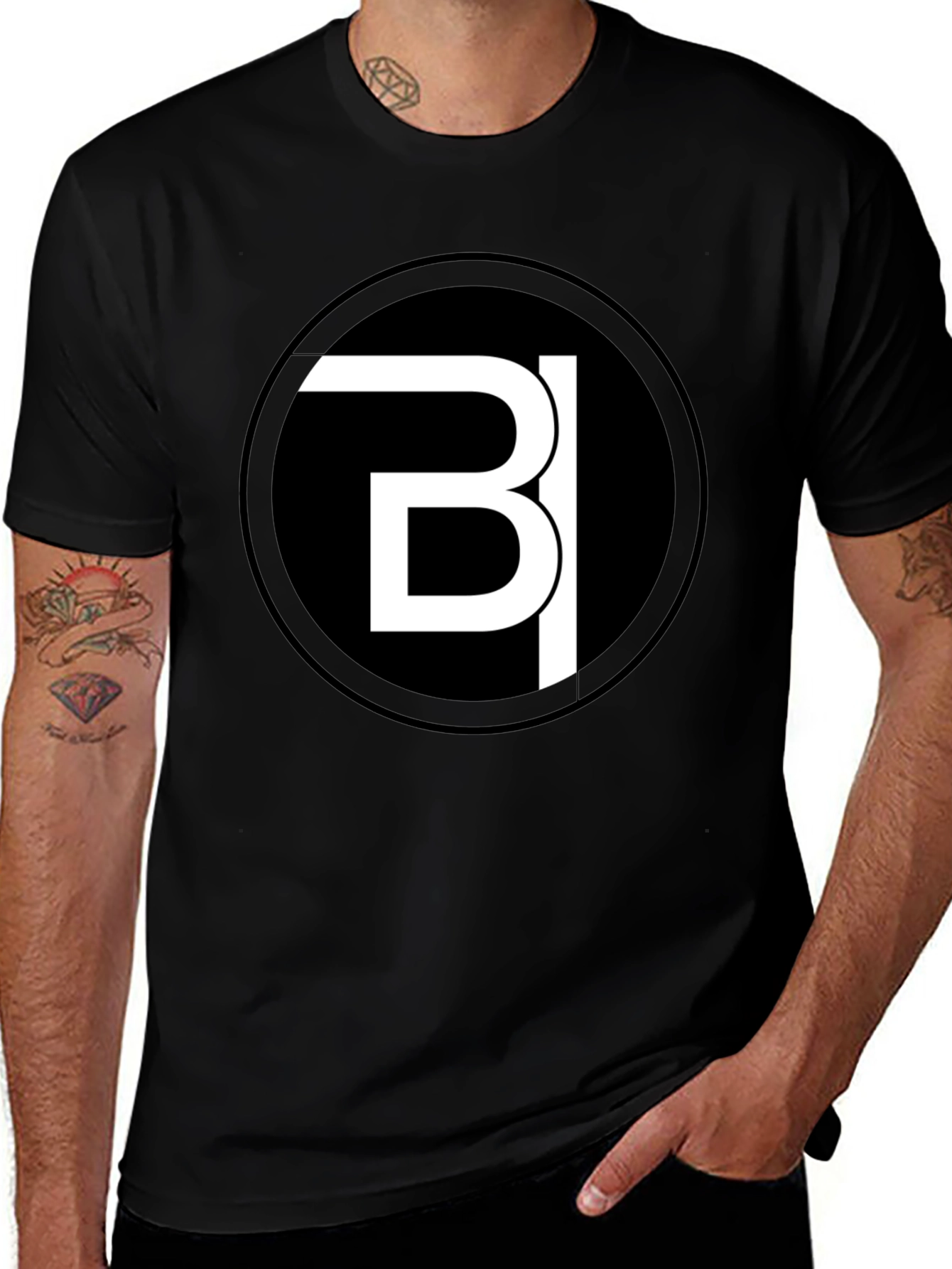 Modern Black Tee with Bold White Logo Design