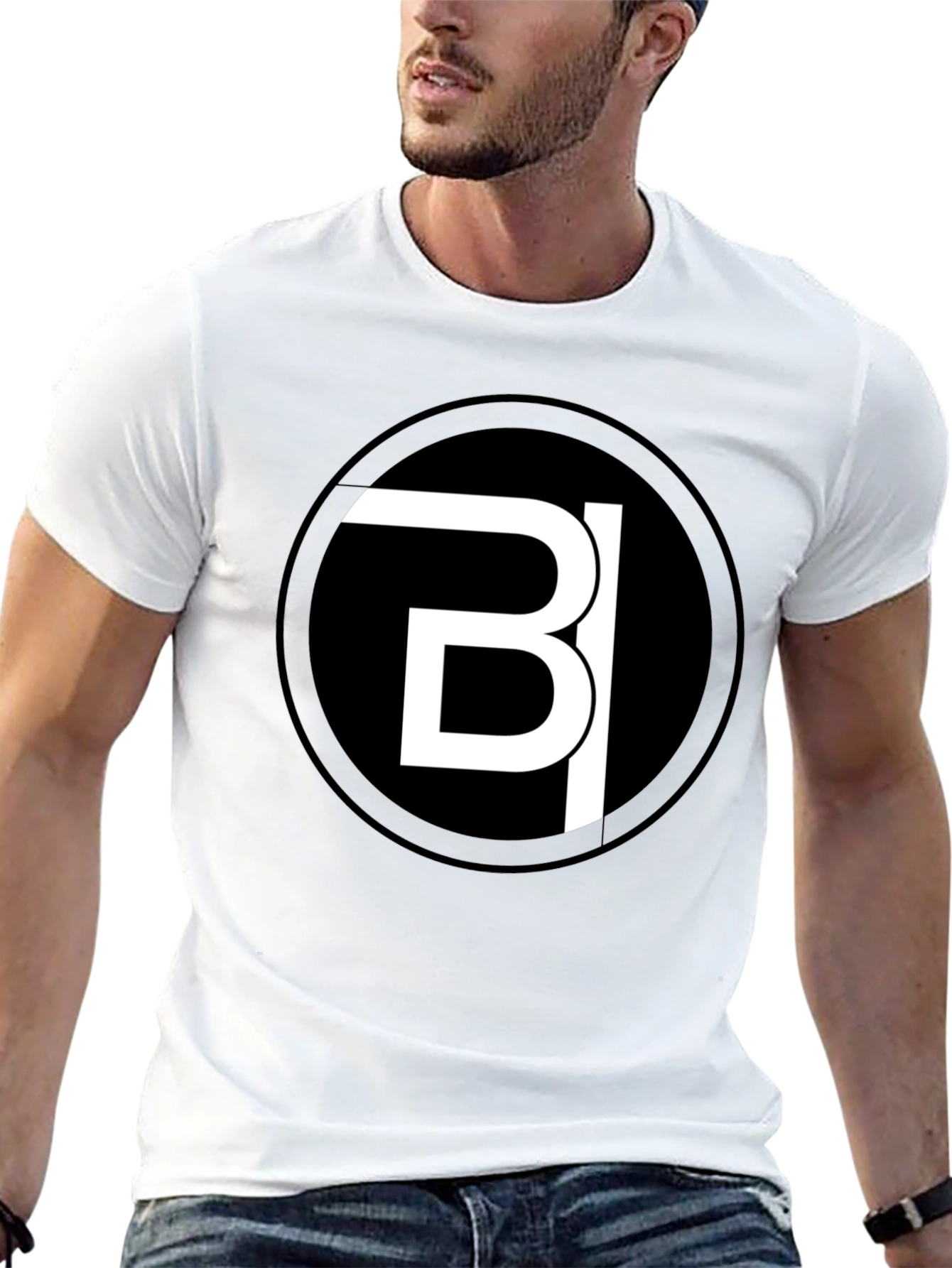 Modern Black Tee with Bold White Logo Design