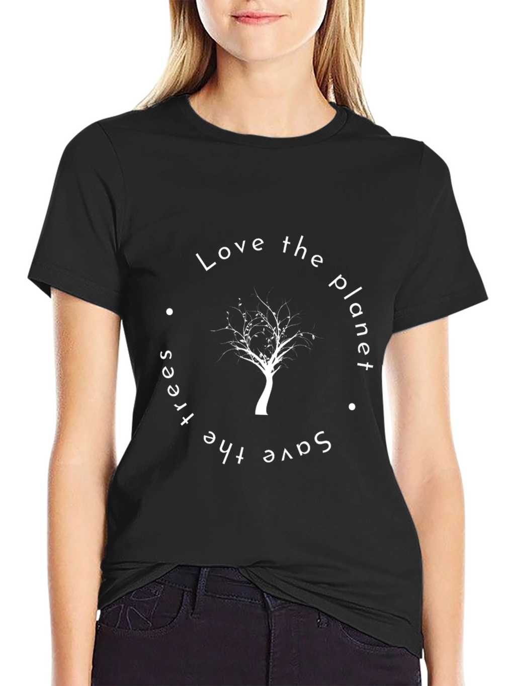 Eco-Friendly Tree Graphic Black T-Shirt