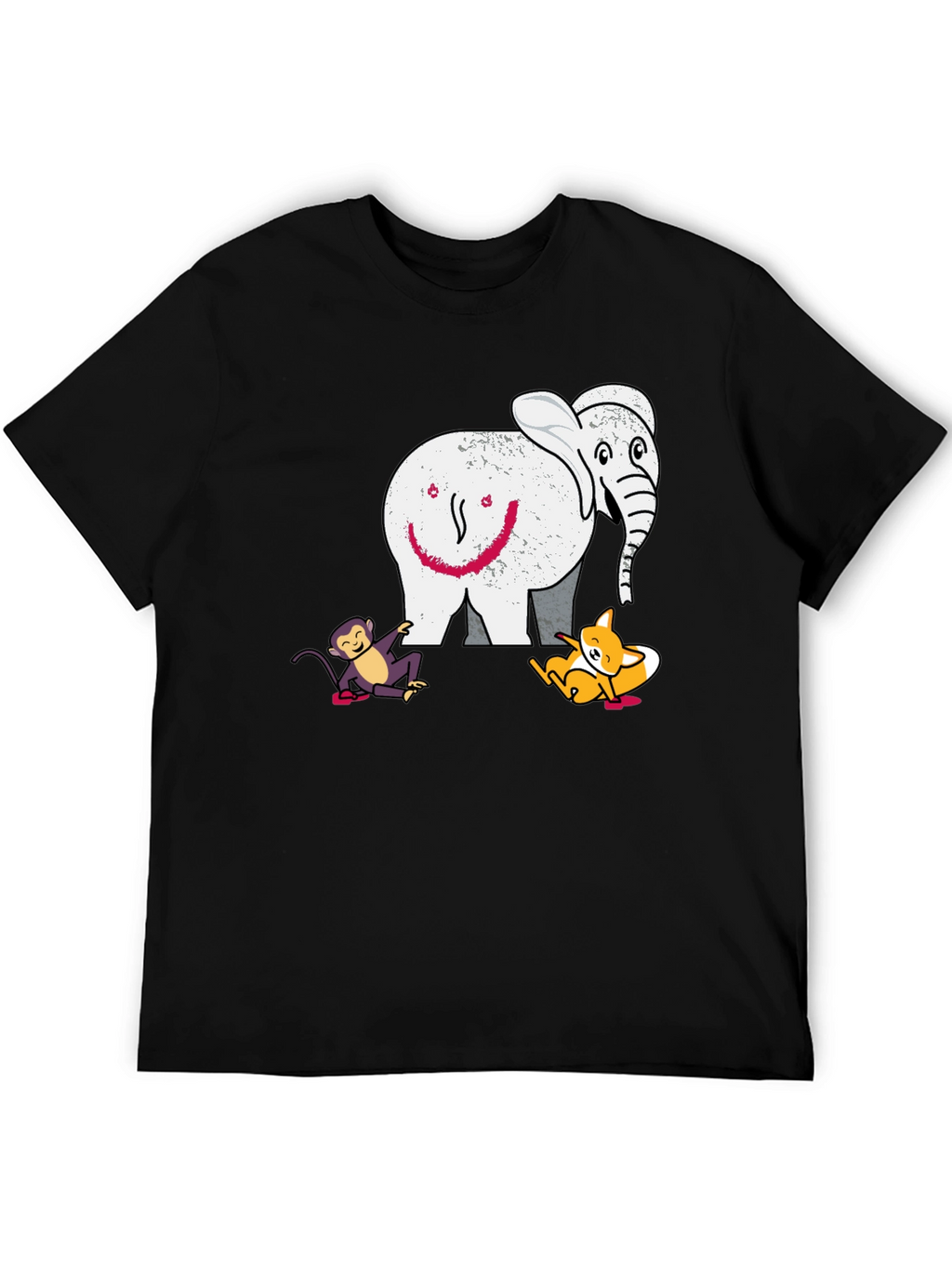 Elephant Fox and Monkey Graphic T-Shirt