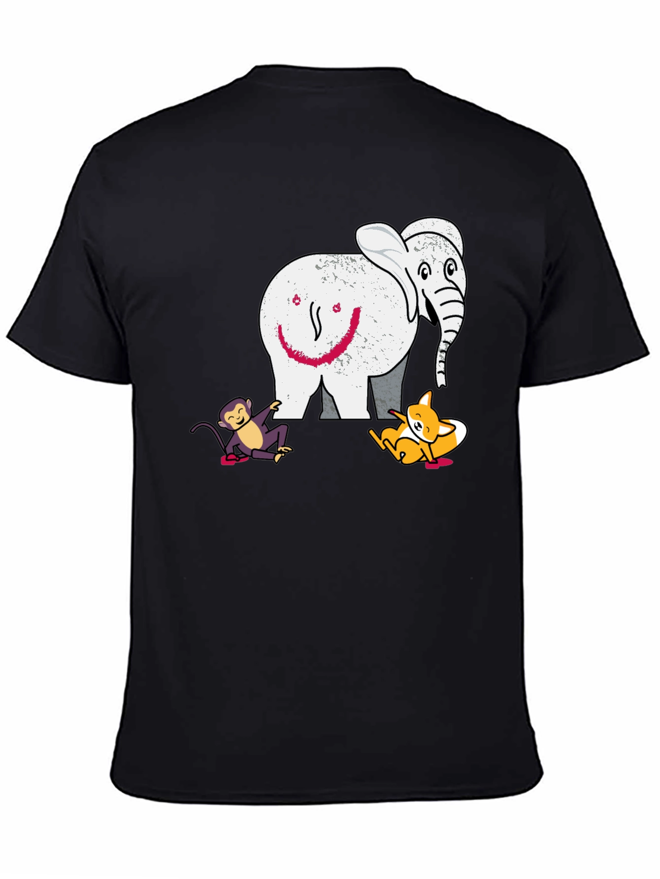 Elephant Fox and Monkey Graphic T-Shirt