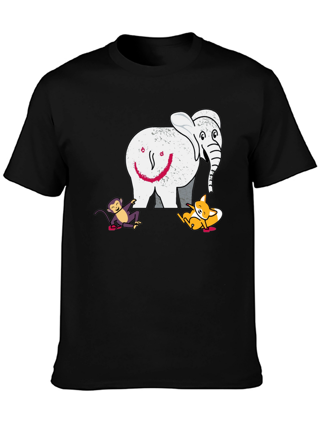 Elephant Fox and Monkey Graphic T-Shirt