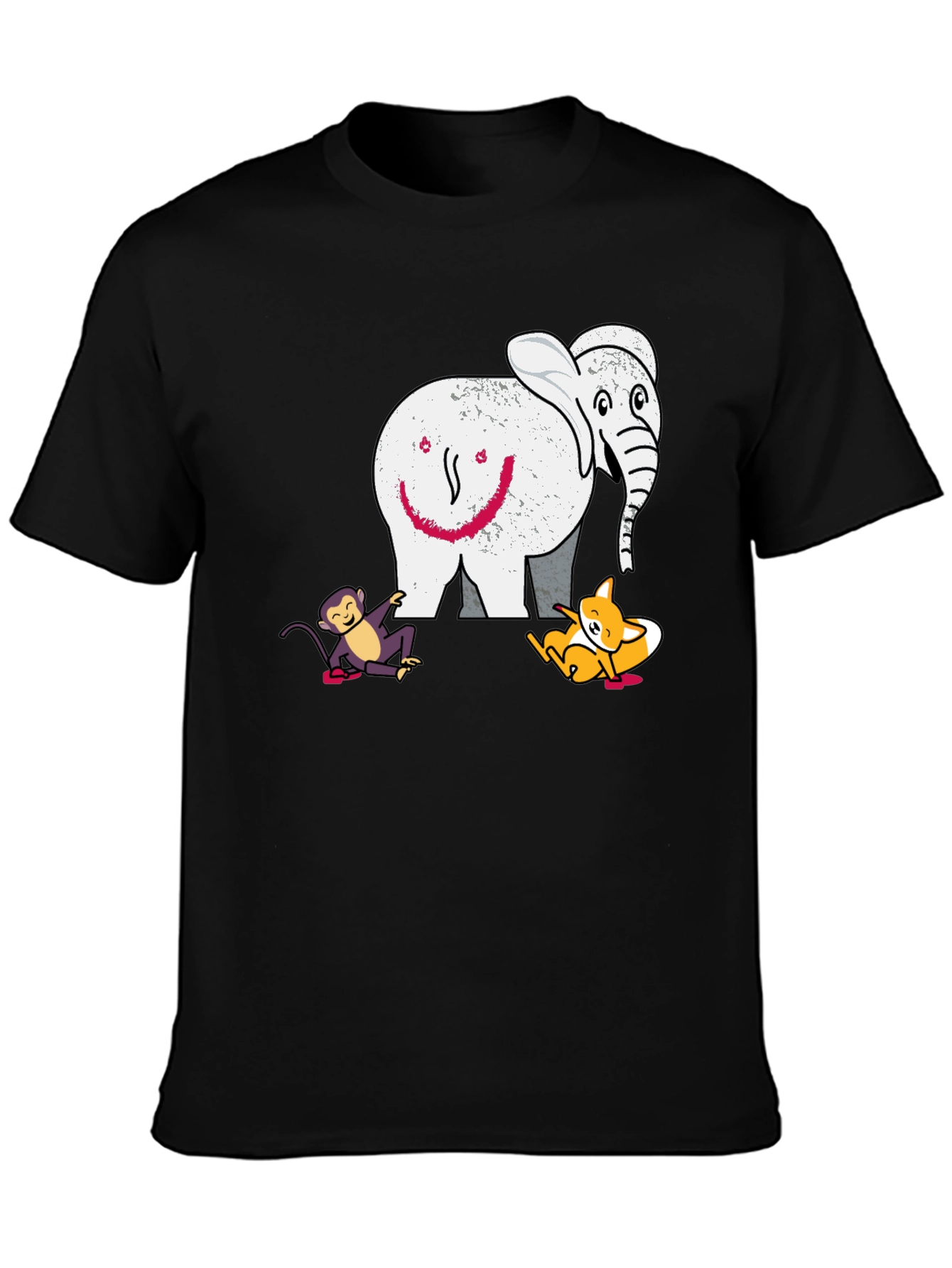 Elephant Fox and Monkey Graphic T-Shirt