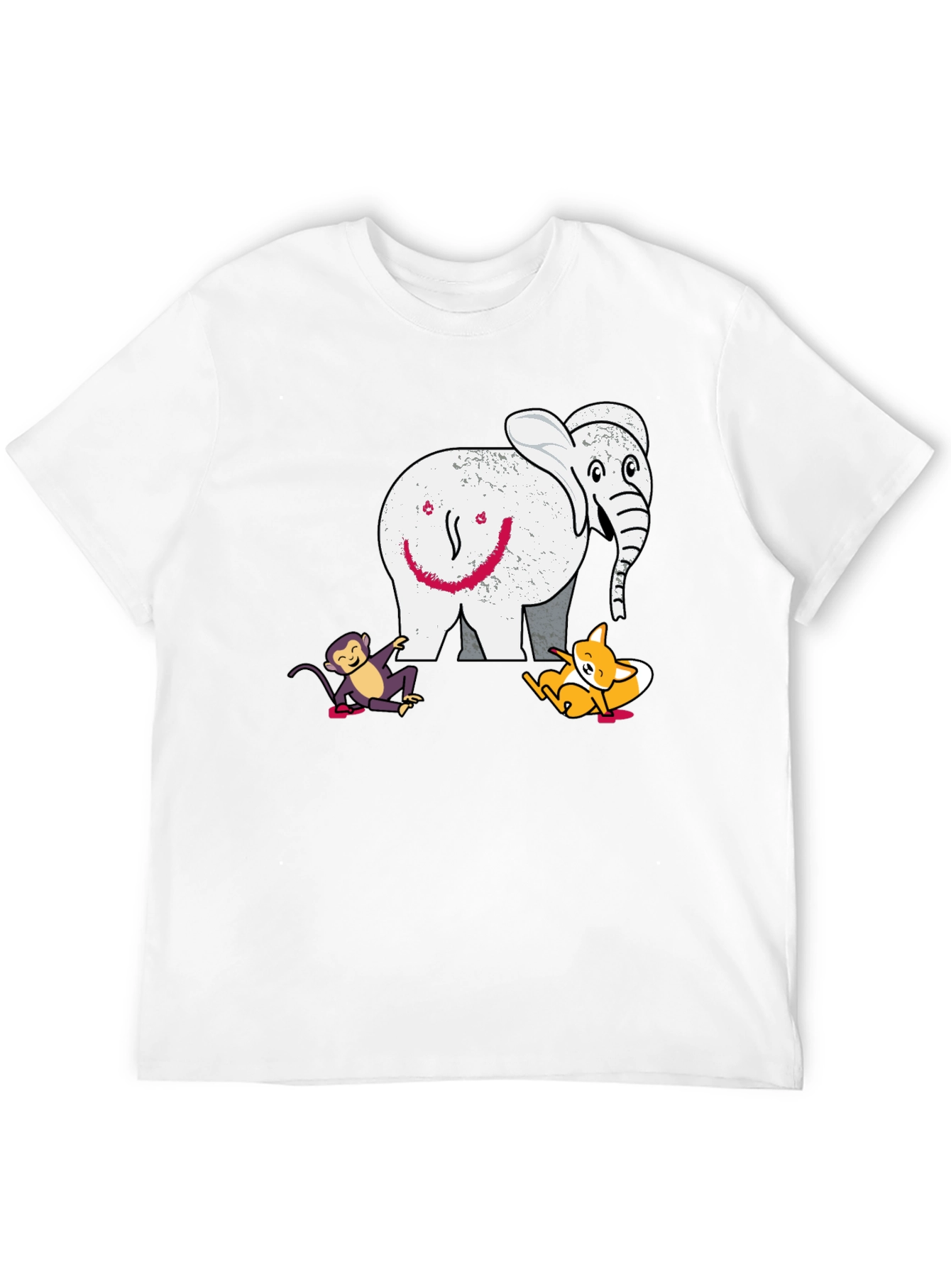 Elephant Fox and Monkey Graphic T-Shirt