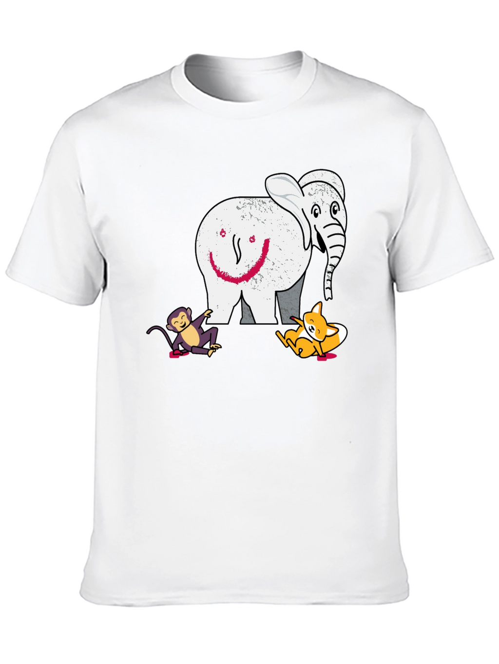Elephant Fox and Monkey Graphic T-Shirt