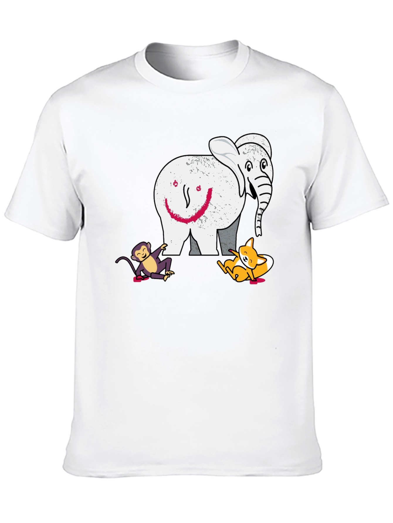 Elephant Fox and Monkey Graphic T-Shirt