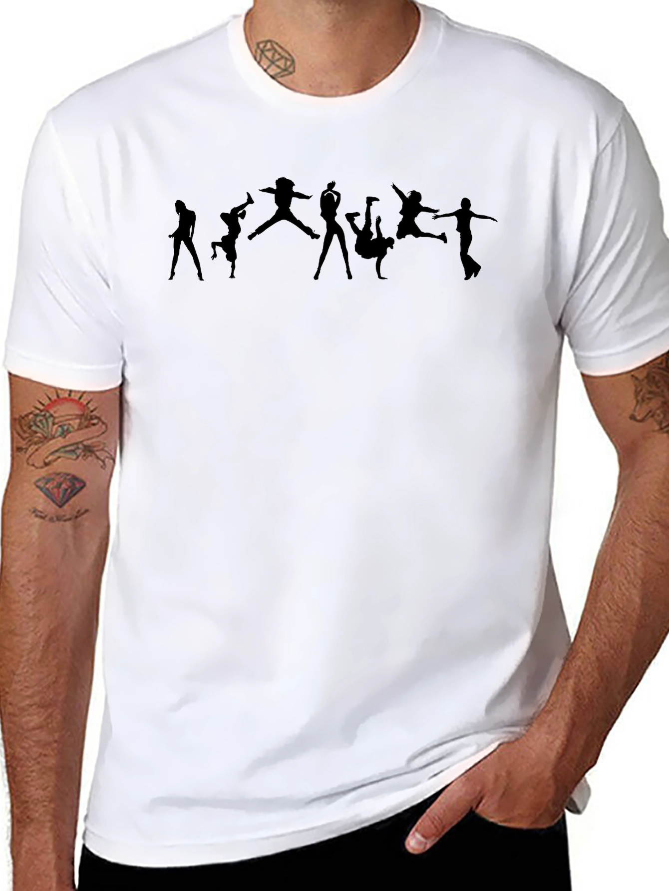 Black Graphic Tee - Dancing Silhouette