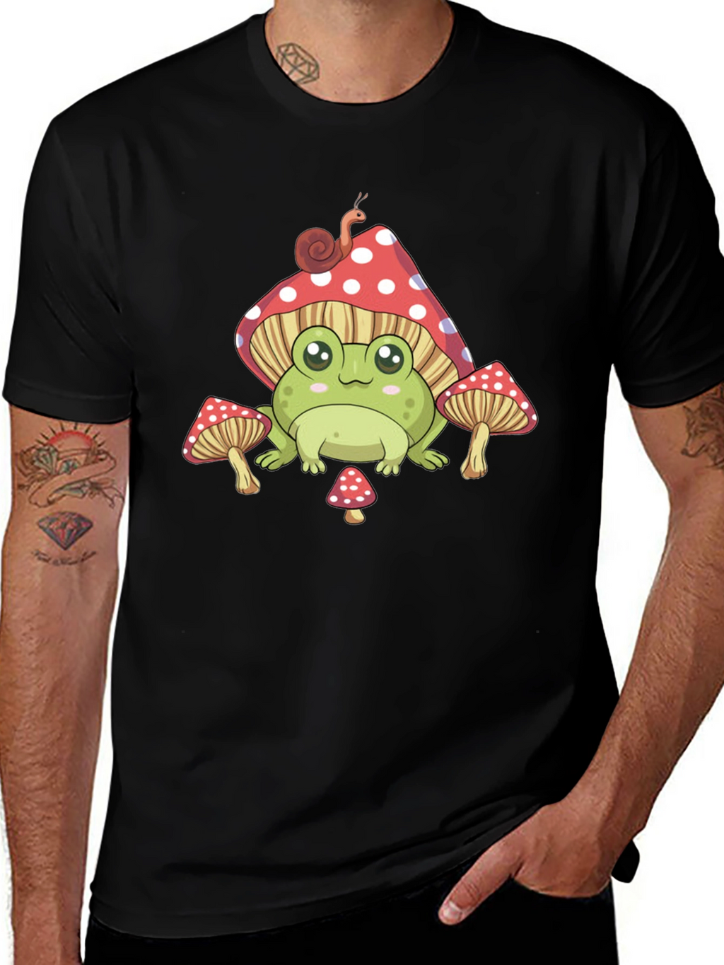 Cute Frog & Mushroom Graphic Tee