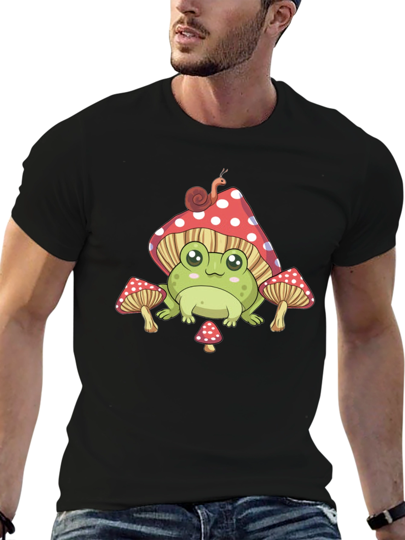 Cute Frog & Mushroom Graphic Tee