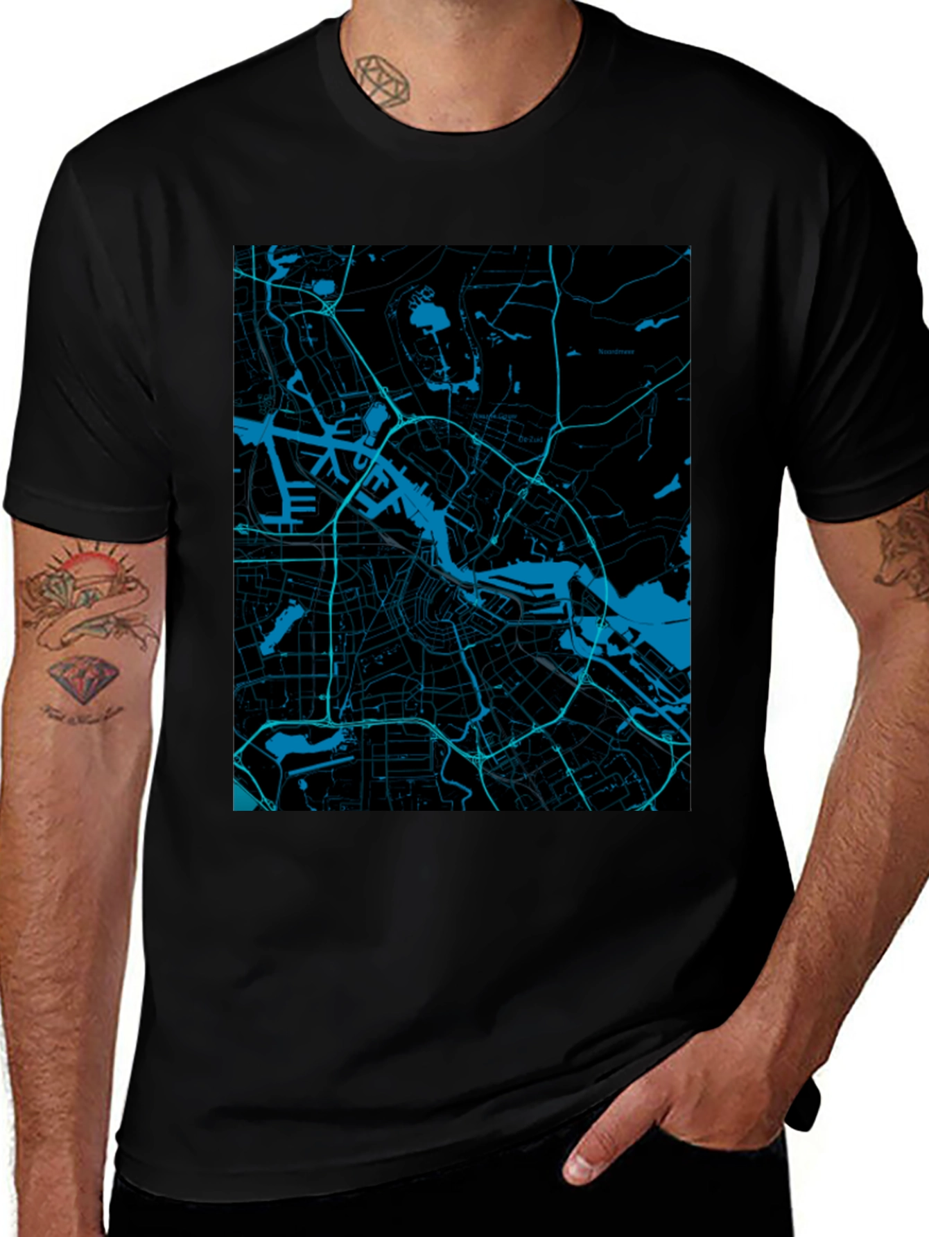 Urban Map Graphic Tee - Cityscape Print T-Shirt
