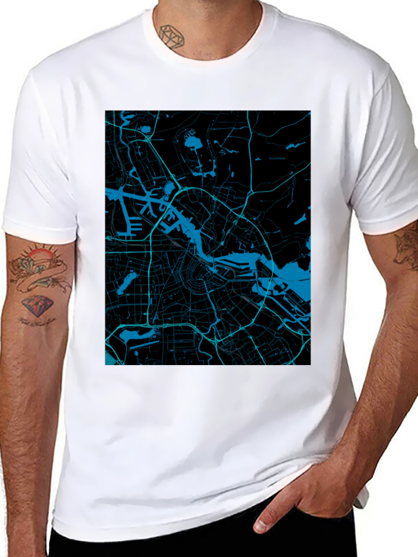 Urban Map Graphic Tee - Cityscape Print T-Shirt
