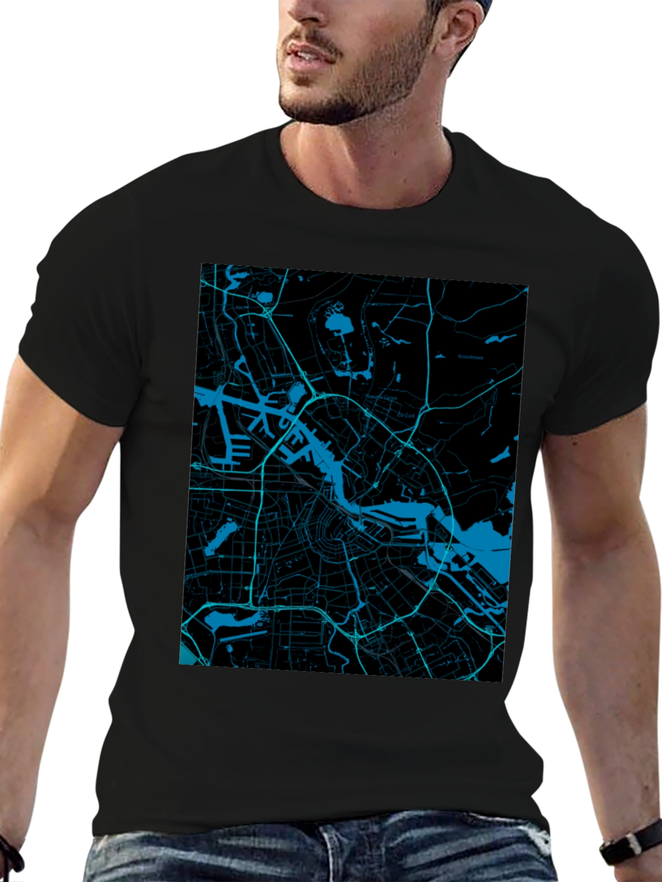 Urban Map Graphic Tee - Cityscape Print T-Shirt