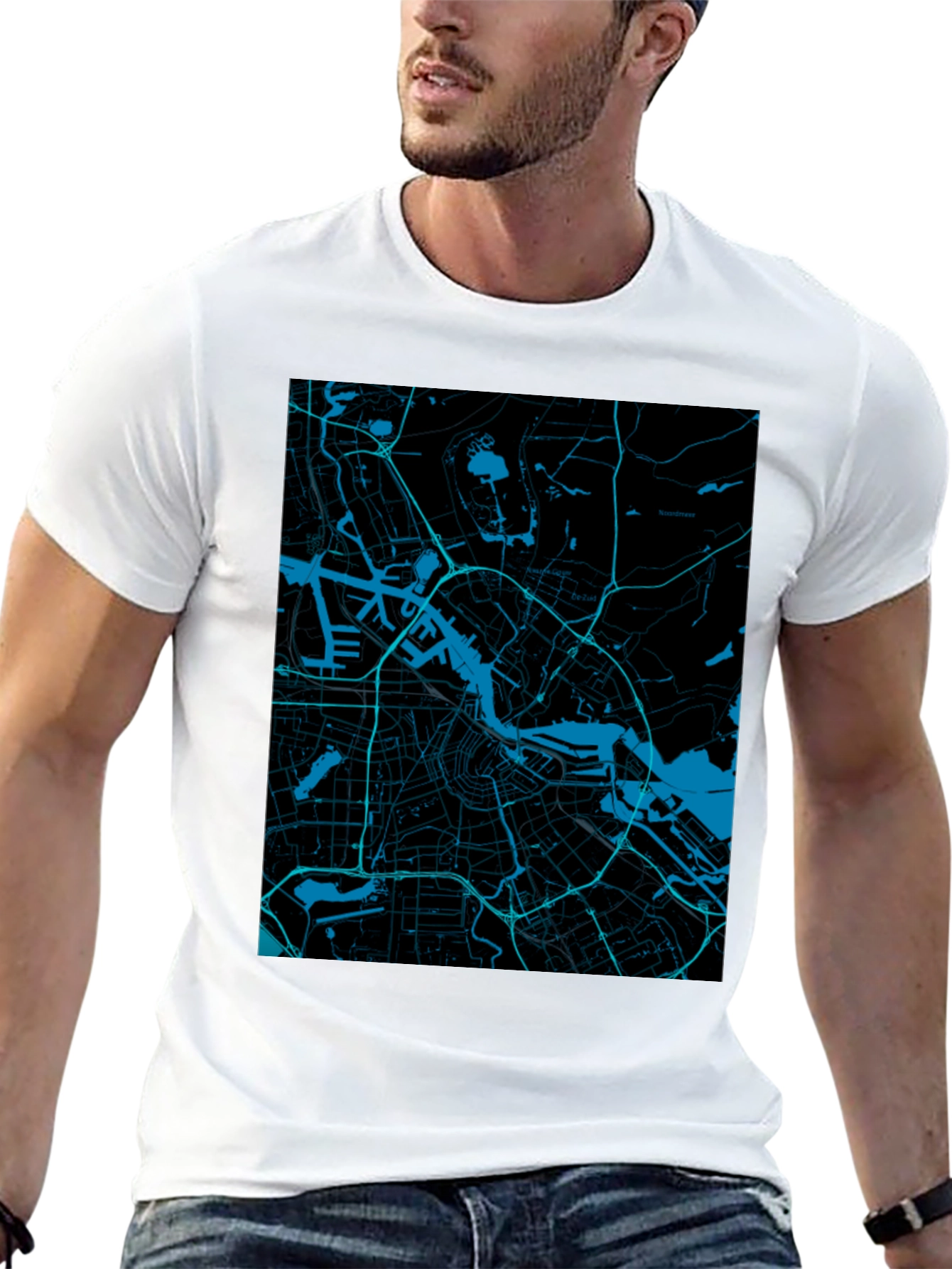 Urban Map Graphic Tee - Cityscape Print T-Shirt
