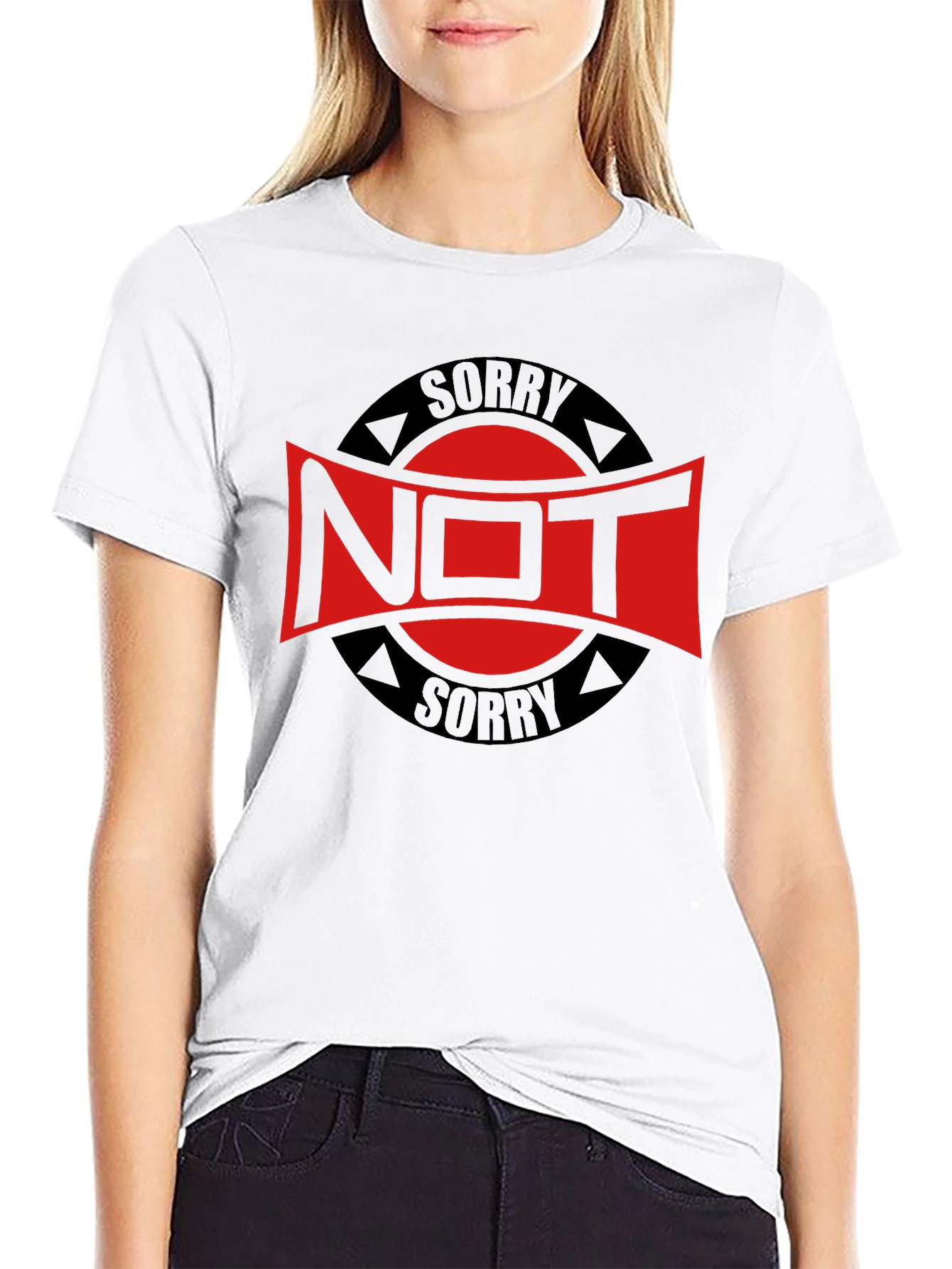 Not Sorry Graphic Tee - Black Cotton Blend