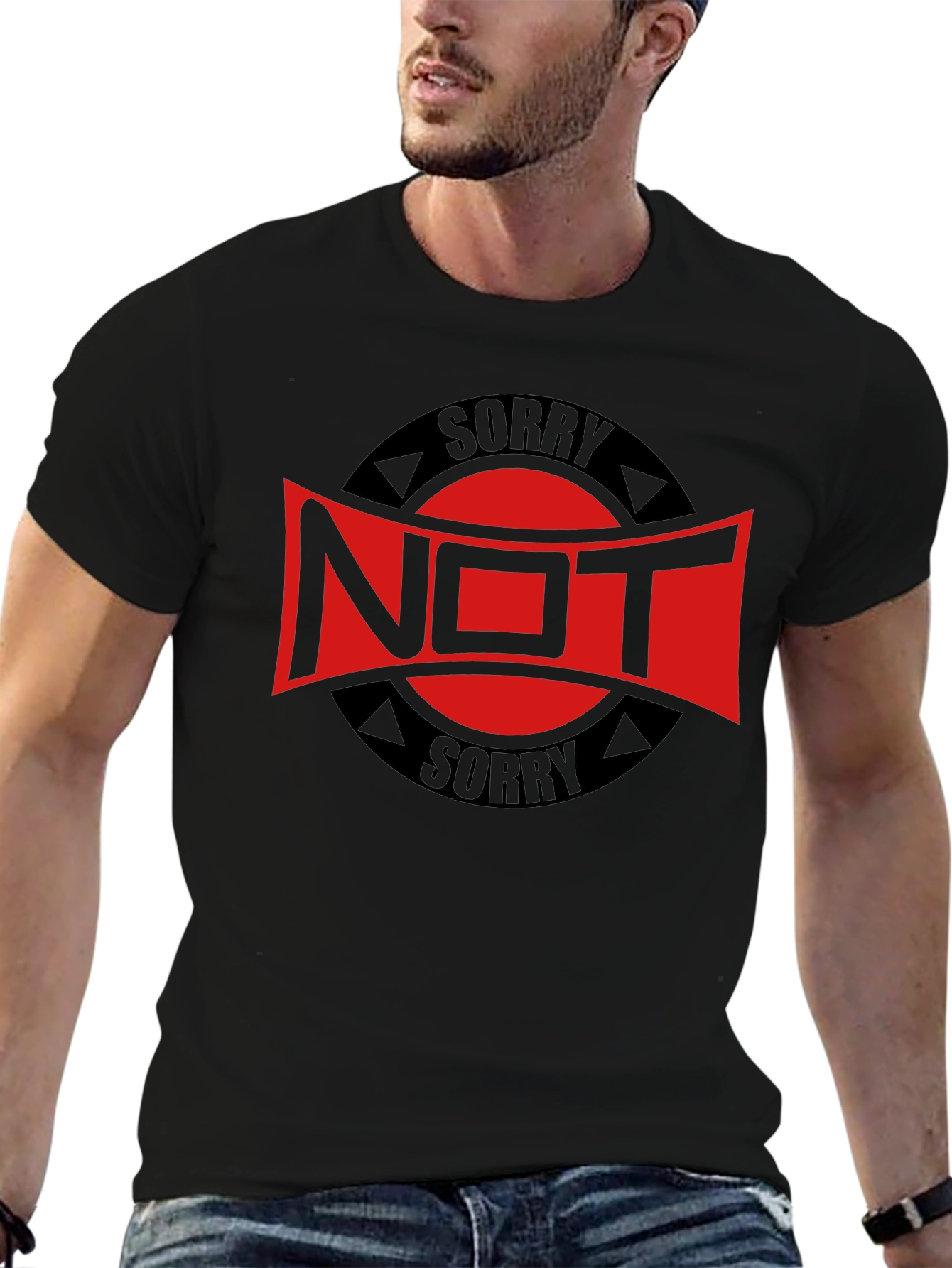 Not Sorry Graphic Tee - Black Cotton Blend