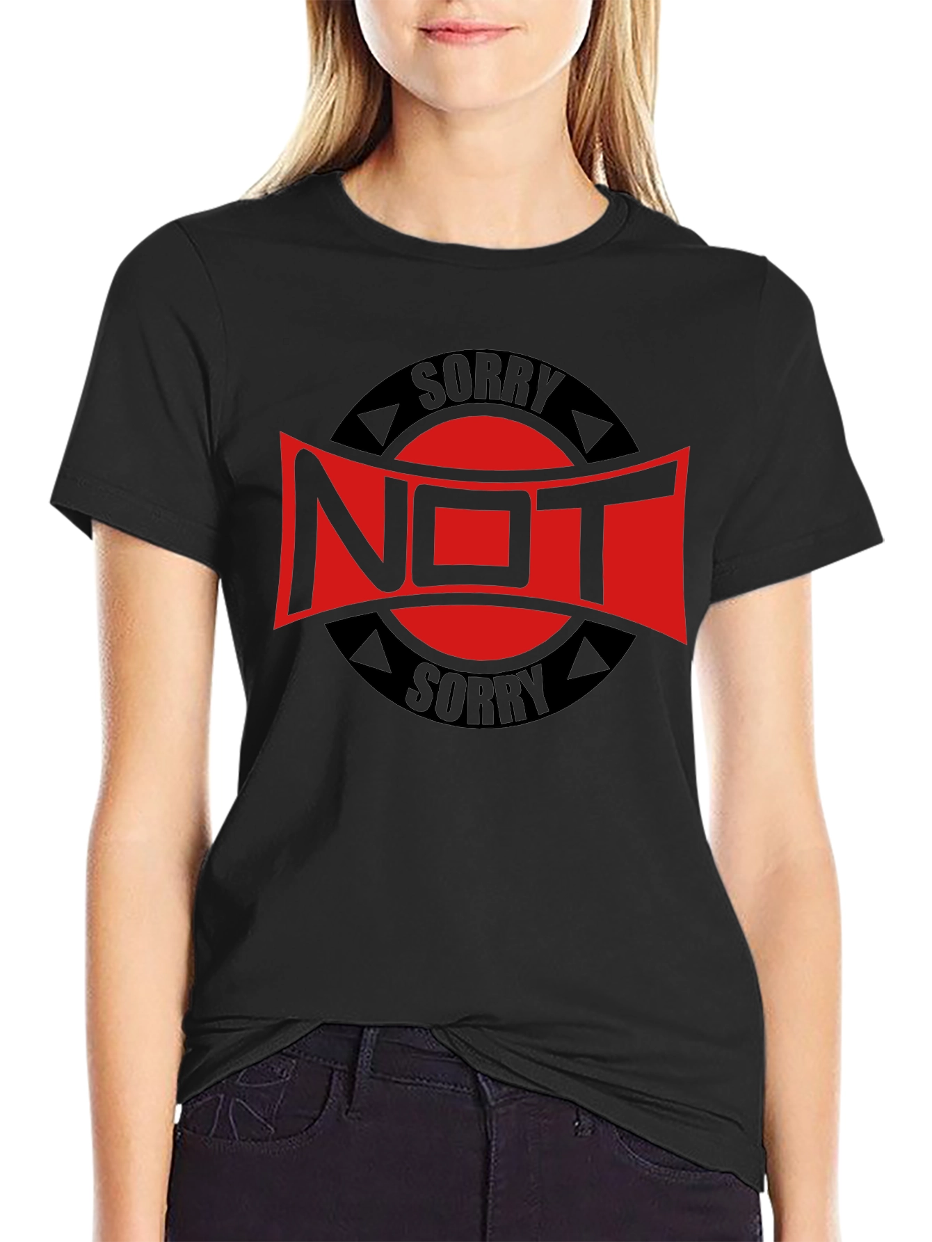 Not Sorry Graphic Tee - Black Cotton Blend