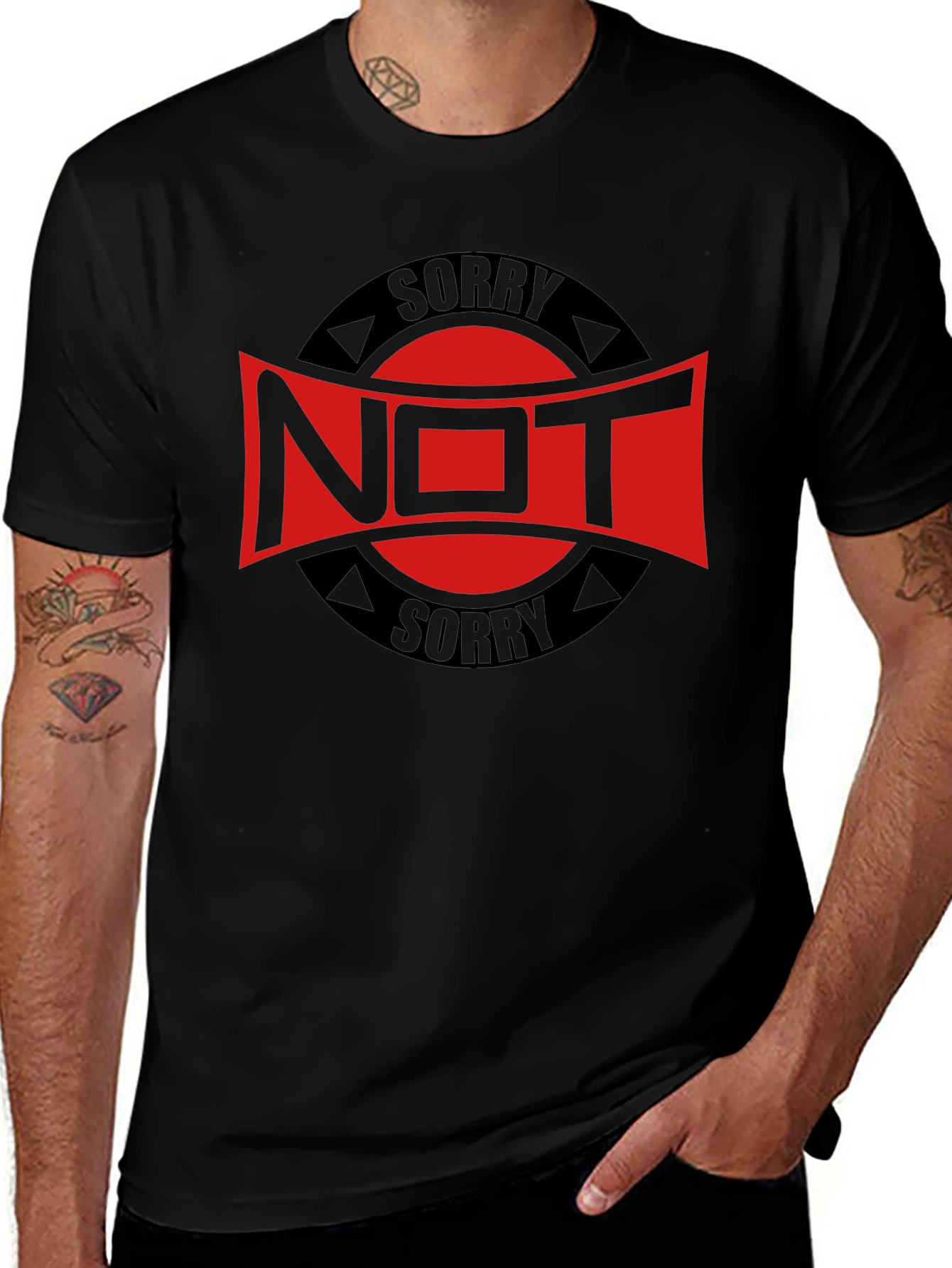Not Sorry Graphic Tee - Black Cotton Blend
