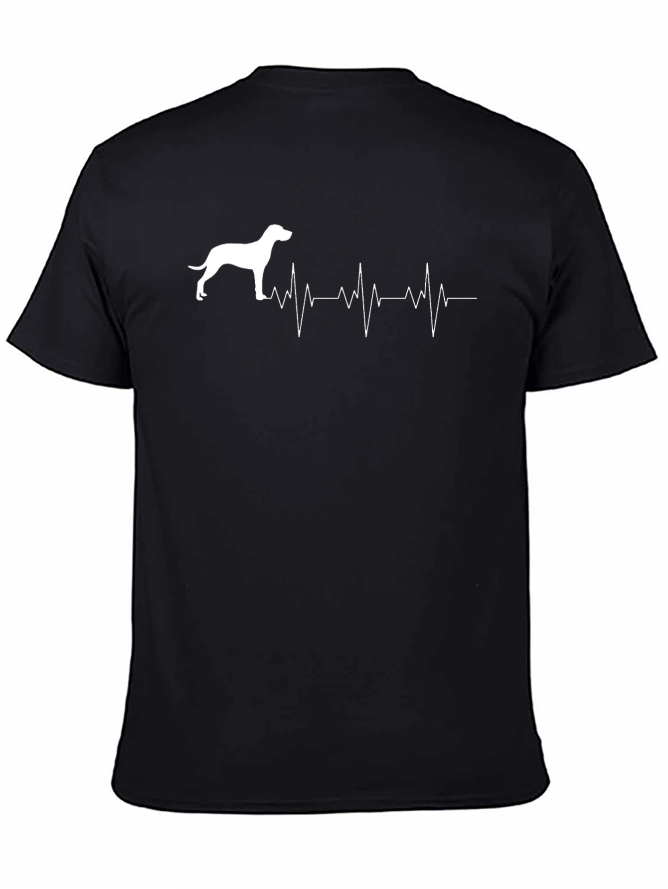 Dog Heartbeat Graphic T-Shirt - Casual Black Tee