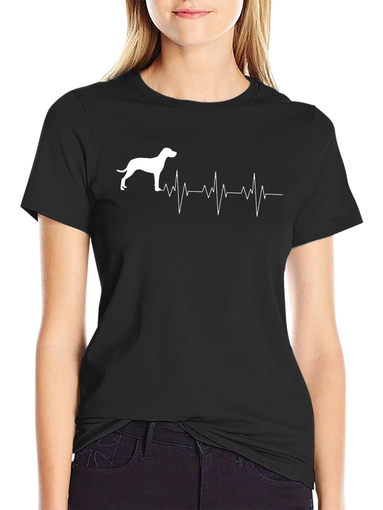 Dog Heartbeat Graphic T-Shirt - Casual Black Tee
