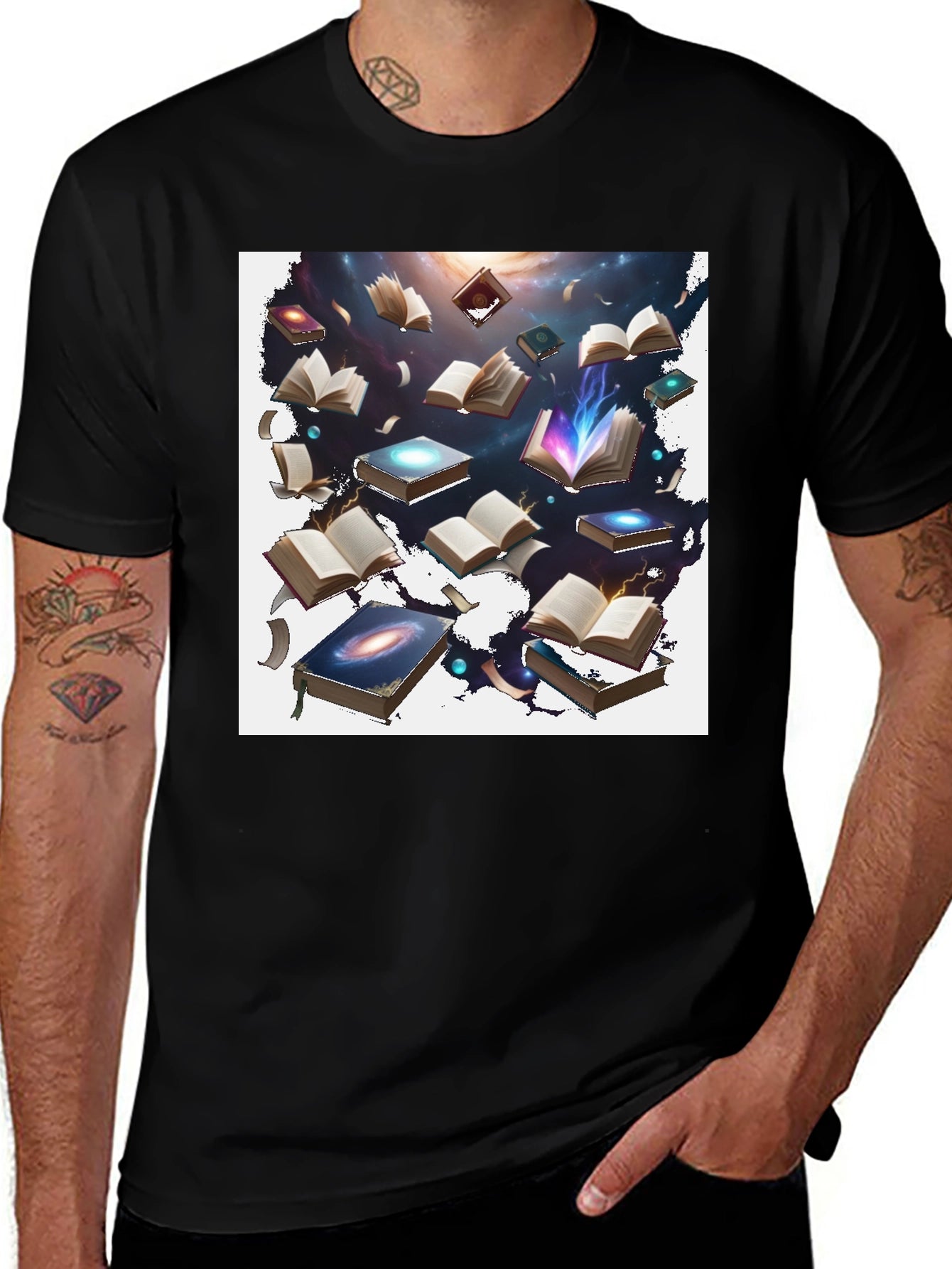Cosmic Books Black T-Shirt - Galaxy of Knowledge