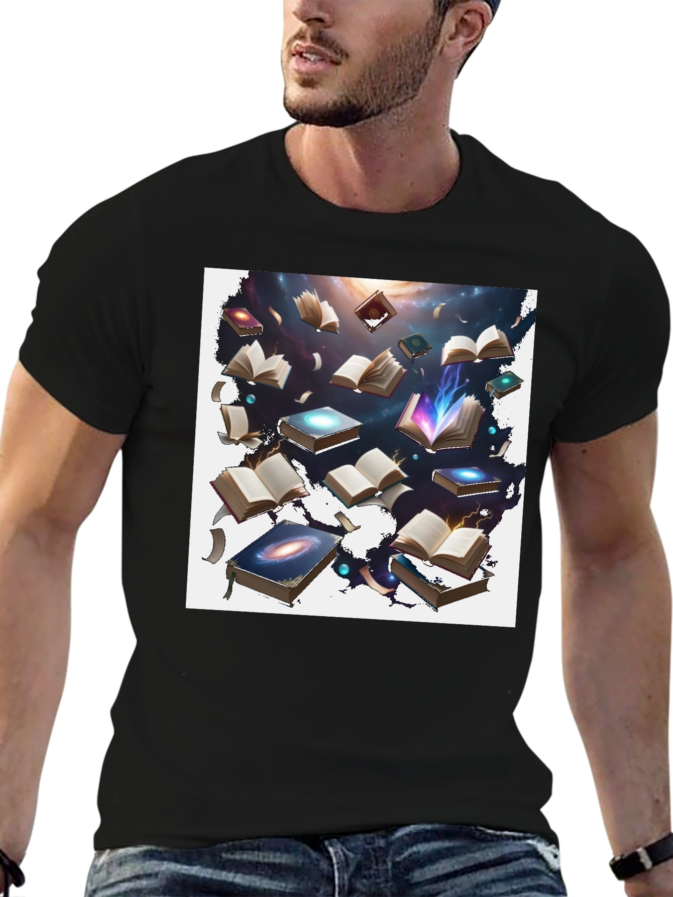 Cosmic Books Black T-Shirt - Galaxy of Knowledge