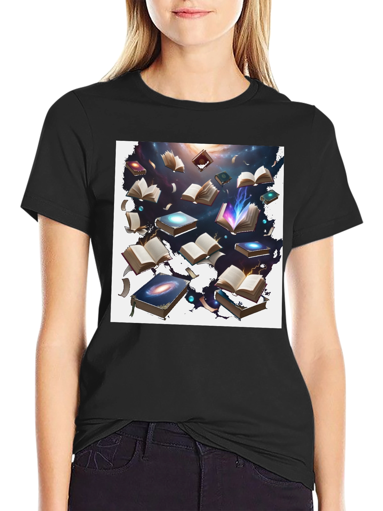 Cosmic Books Black T-Shirt - Galaxy of Knowledge