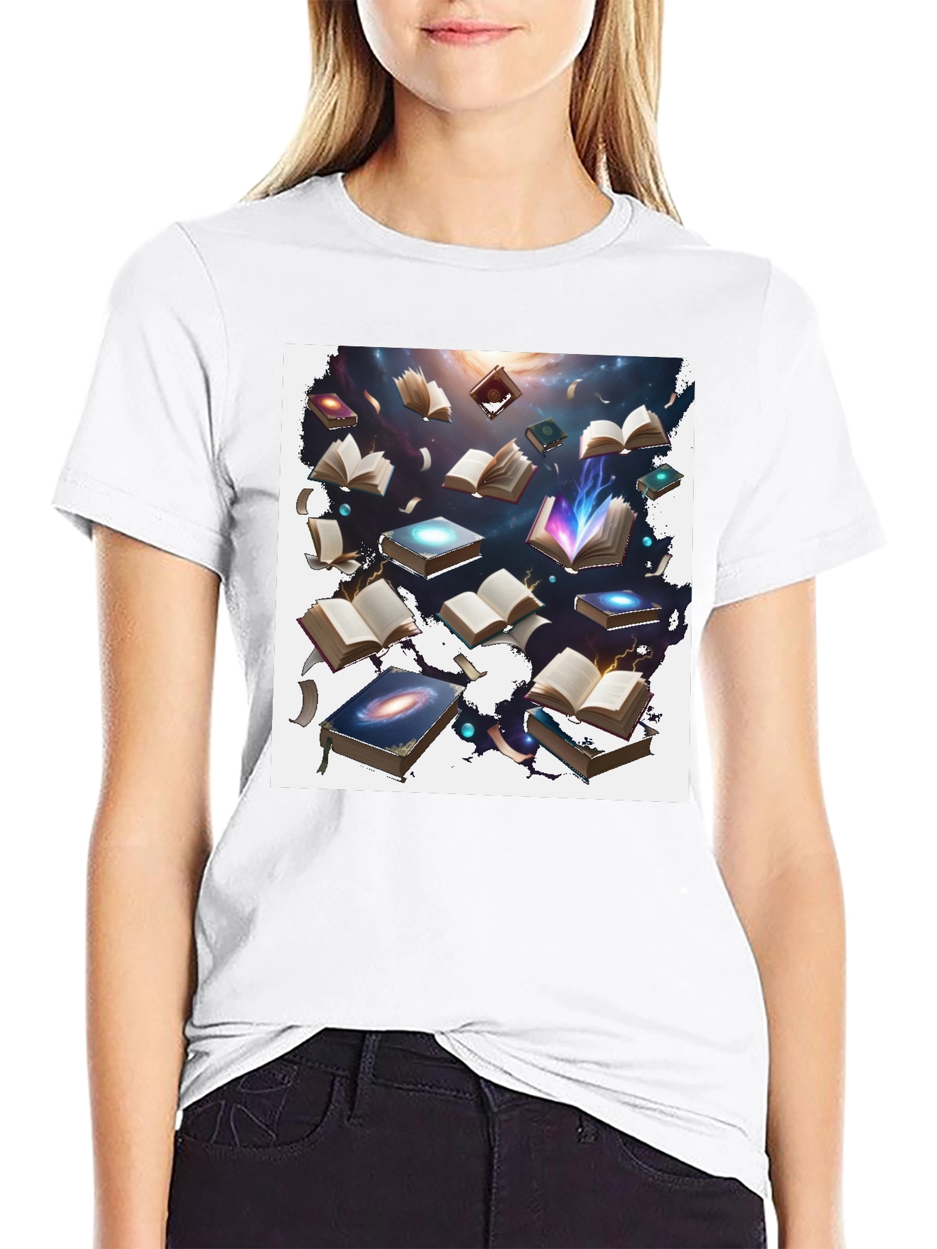 Cosmic Books Black T-Shirt - Galaxy of Knowledge