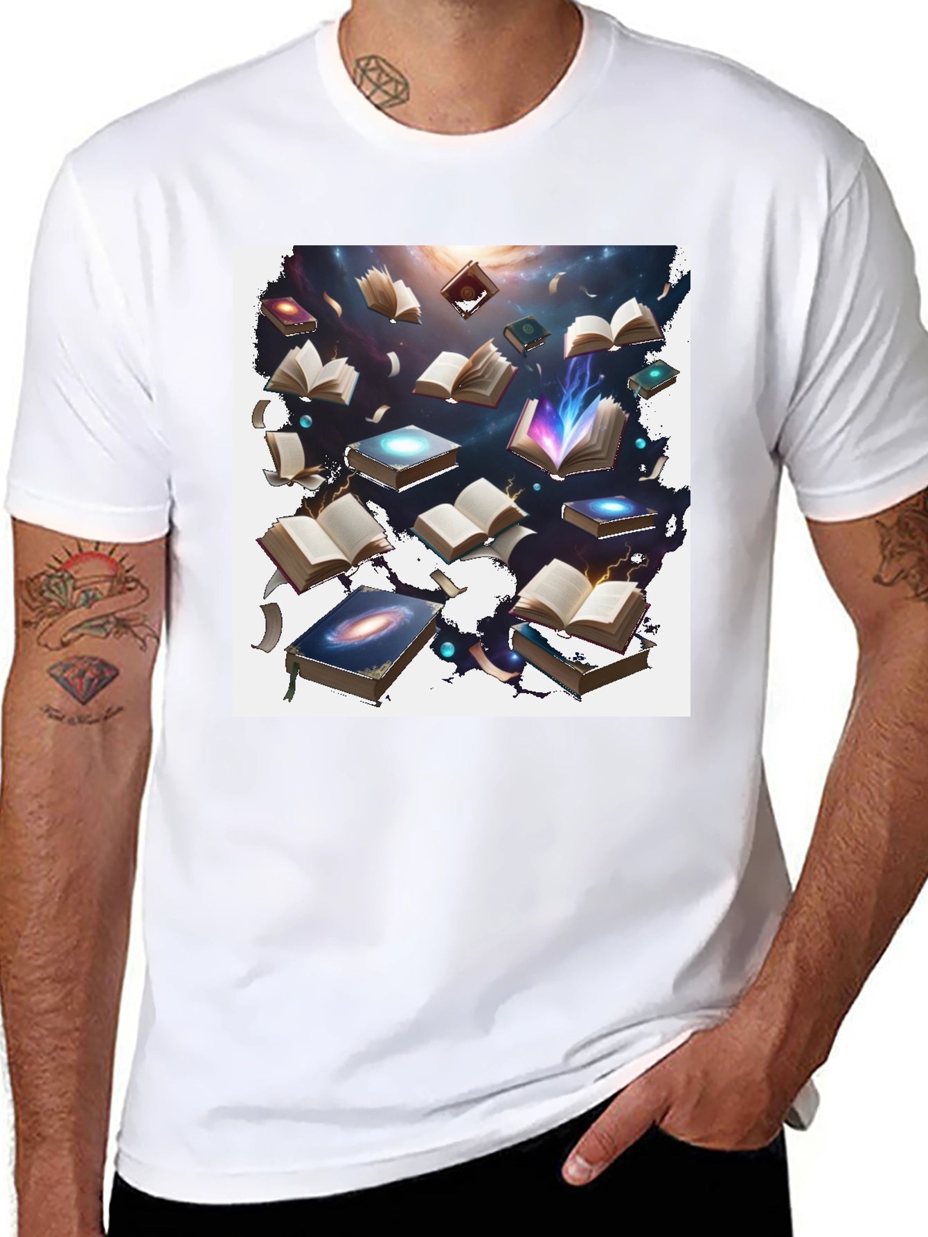Cosmic Books Black T-Shirt - Galaxy of Knowledge