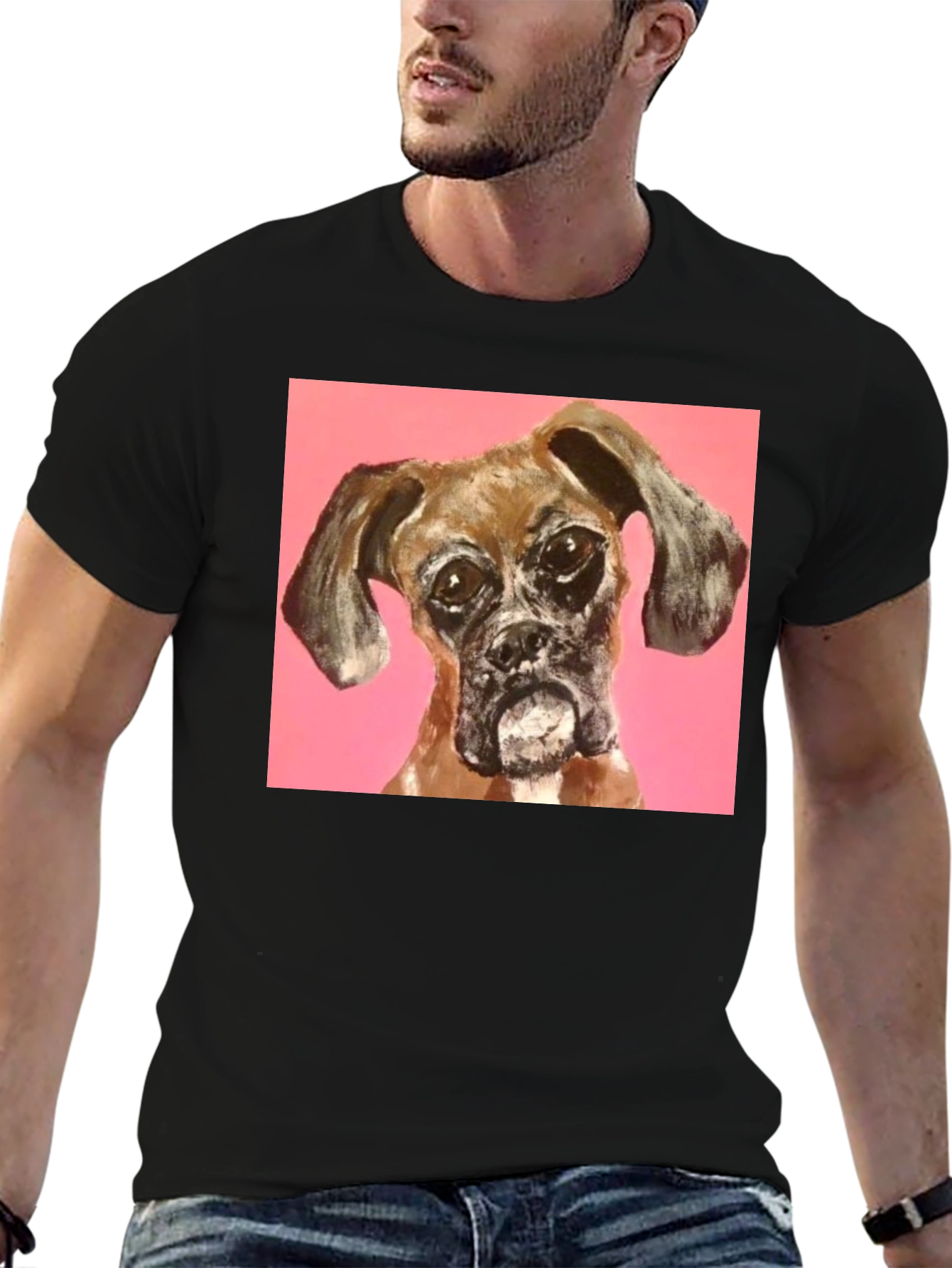 Boxer Dog Graphic Black T-Shirt