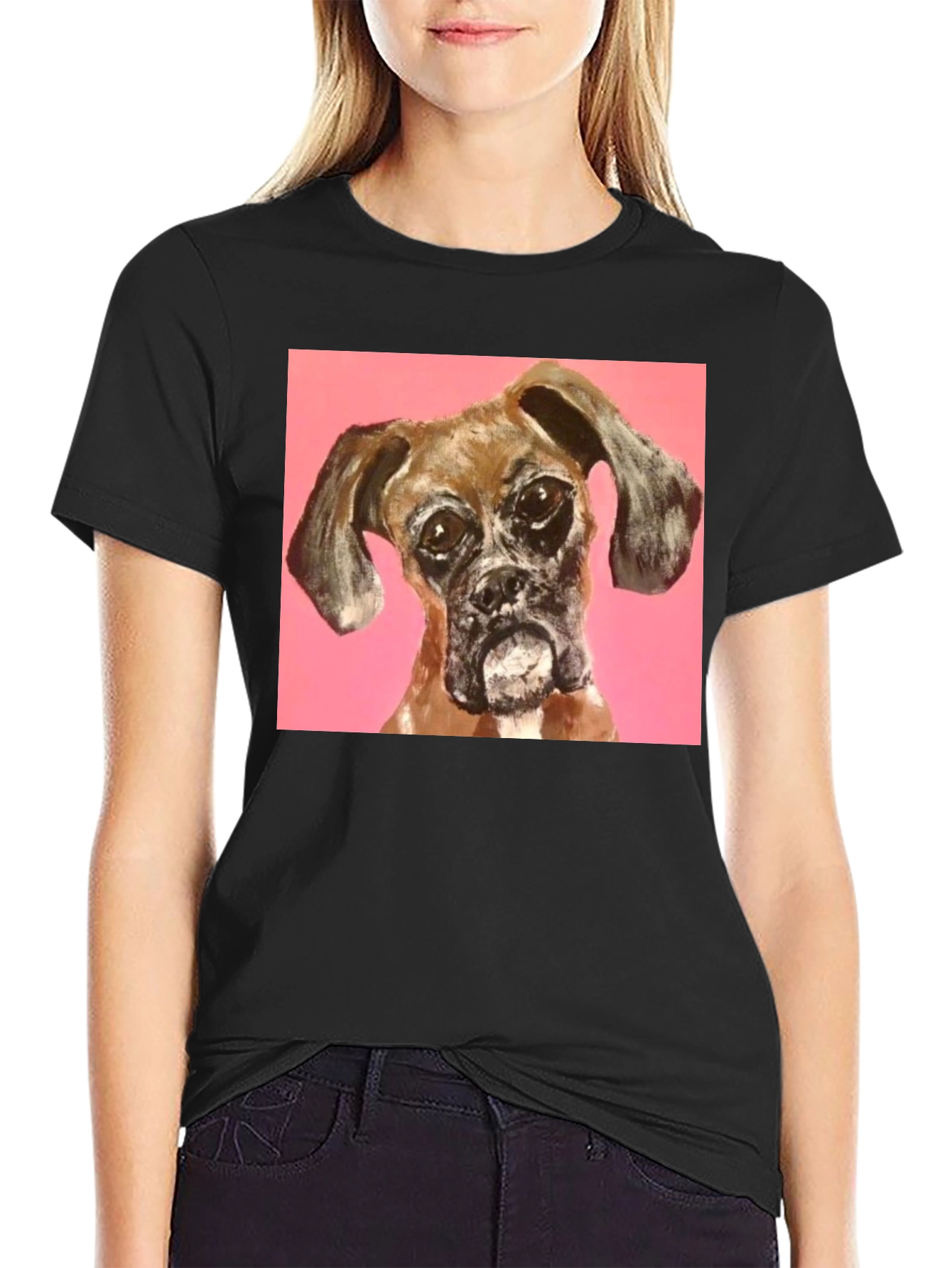 Boxer Dog Graphic Black T-Shirt