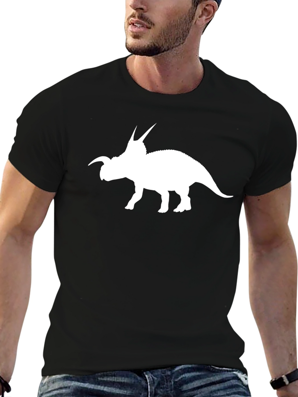 Dinosaur Graphic Tee - Black Triceratops T-Shirt
