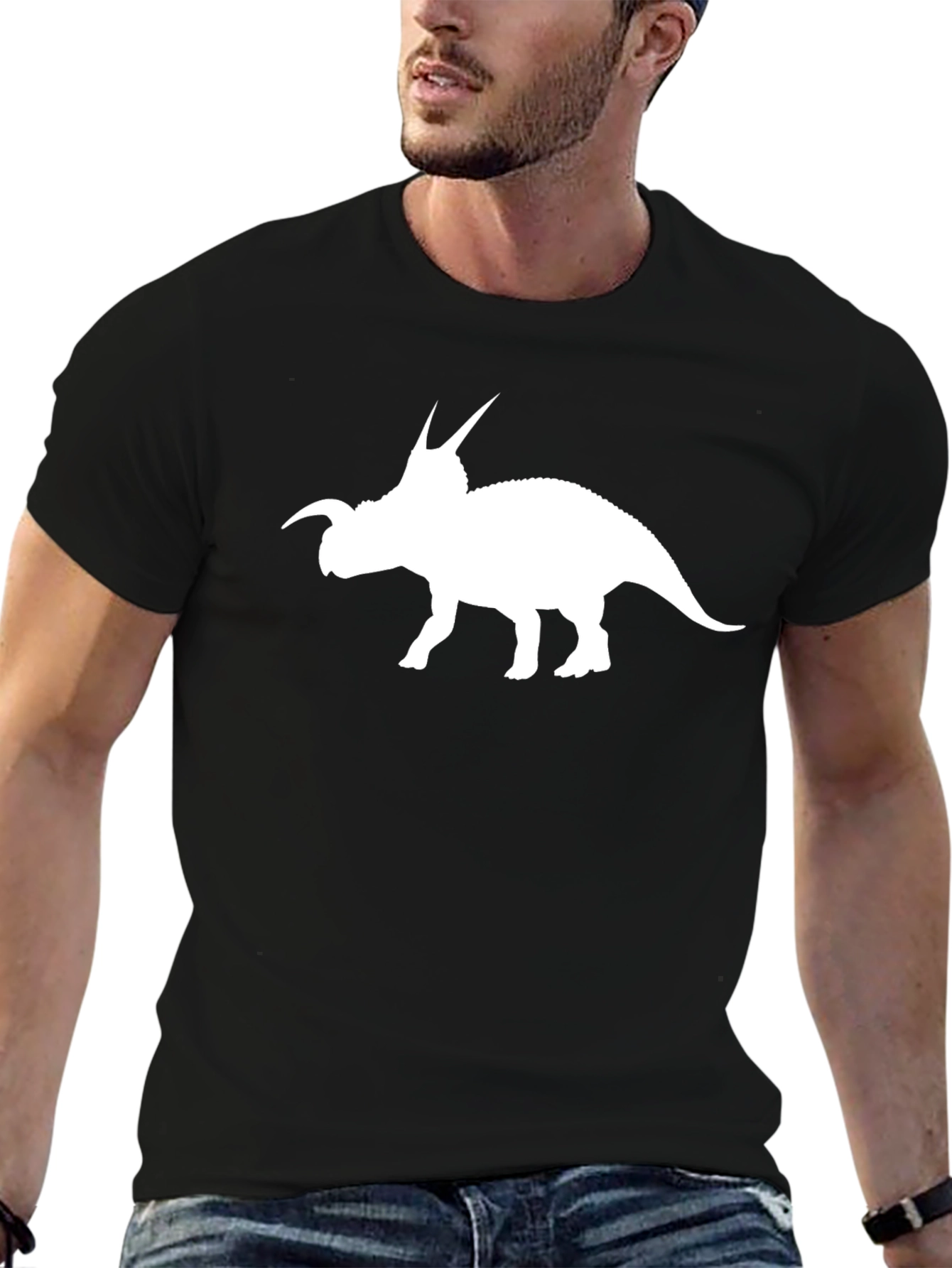 Dinosaur Graphic Tee - Black Triceratops T-Shirt