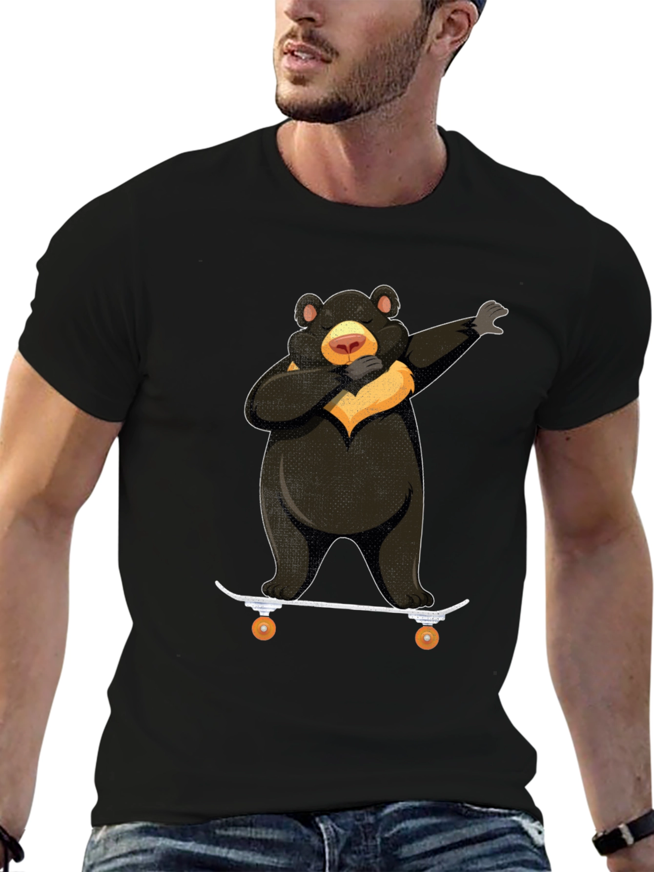 Dabbing Bear Skateboard Graphic T-Shirt