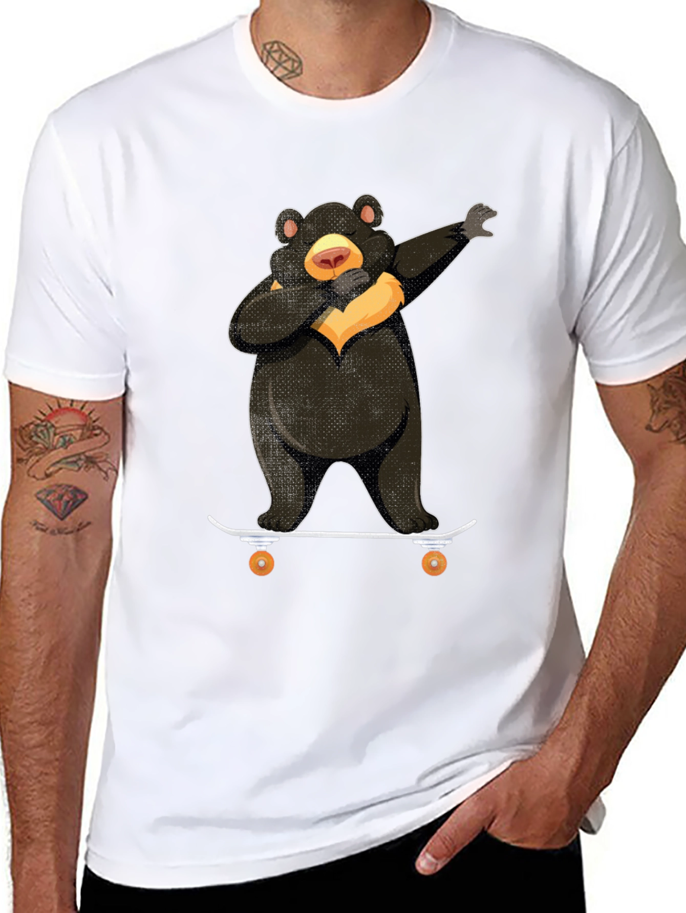 Dabbing Bear Skateboard Graphic T-Shirt