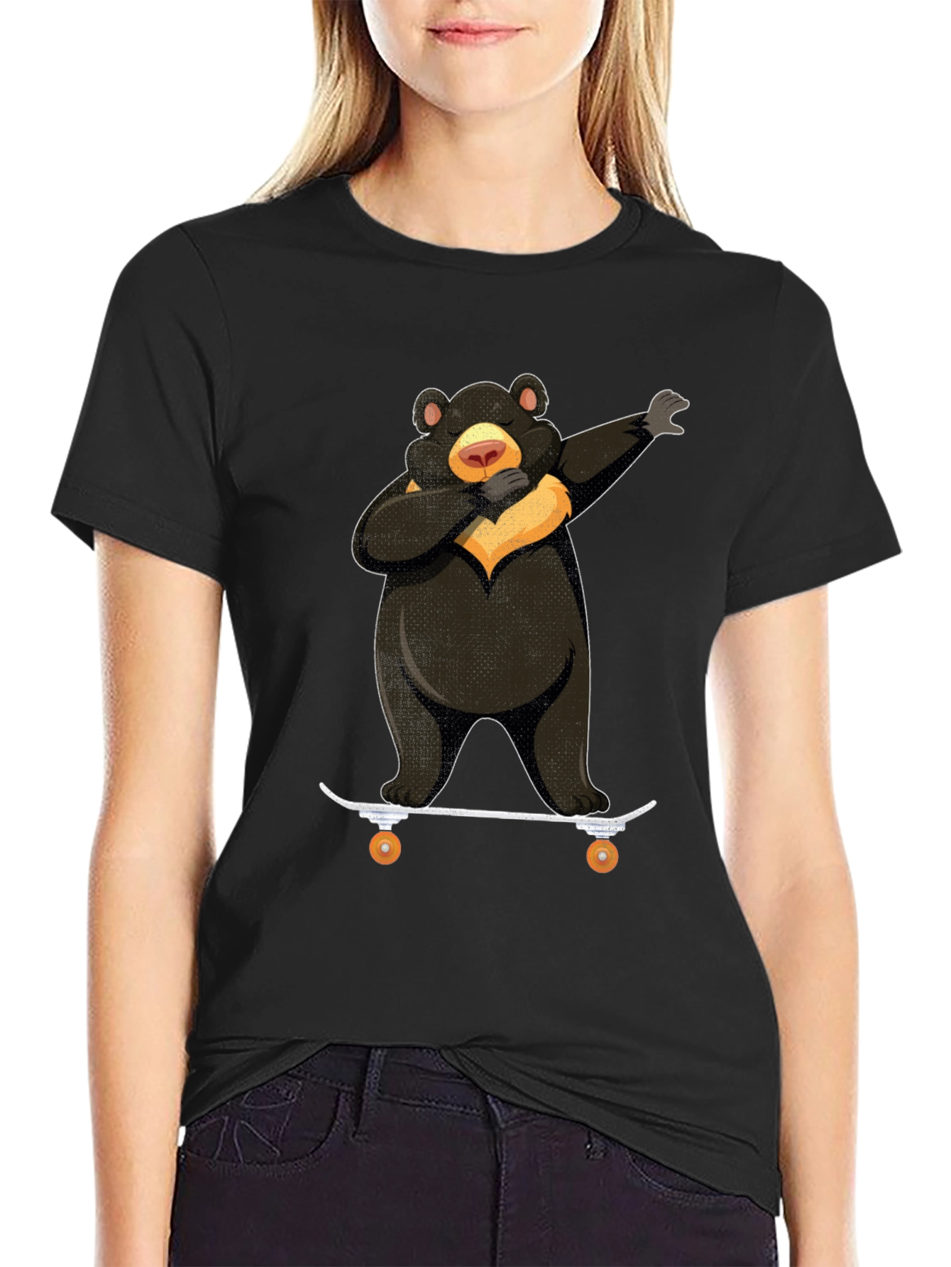 Dabbing Bear Skateboard Graphic T-Shirt