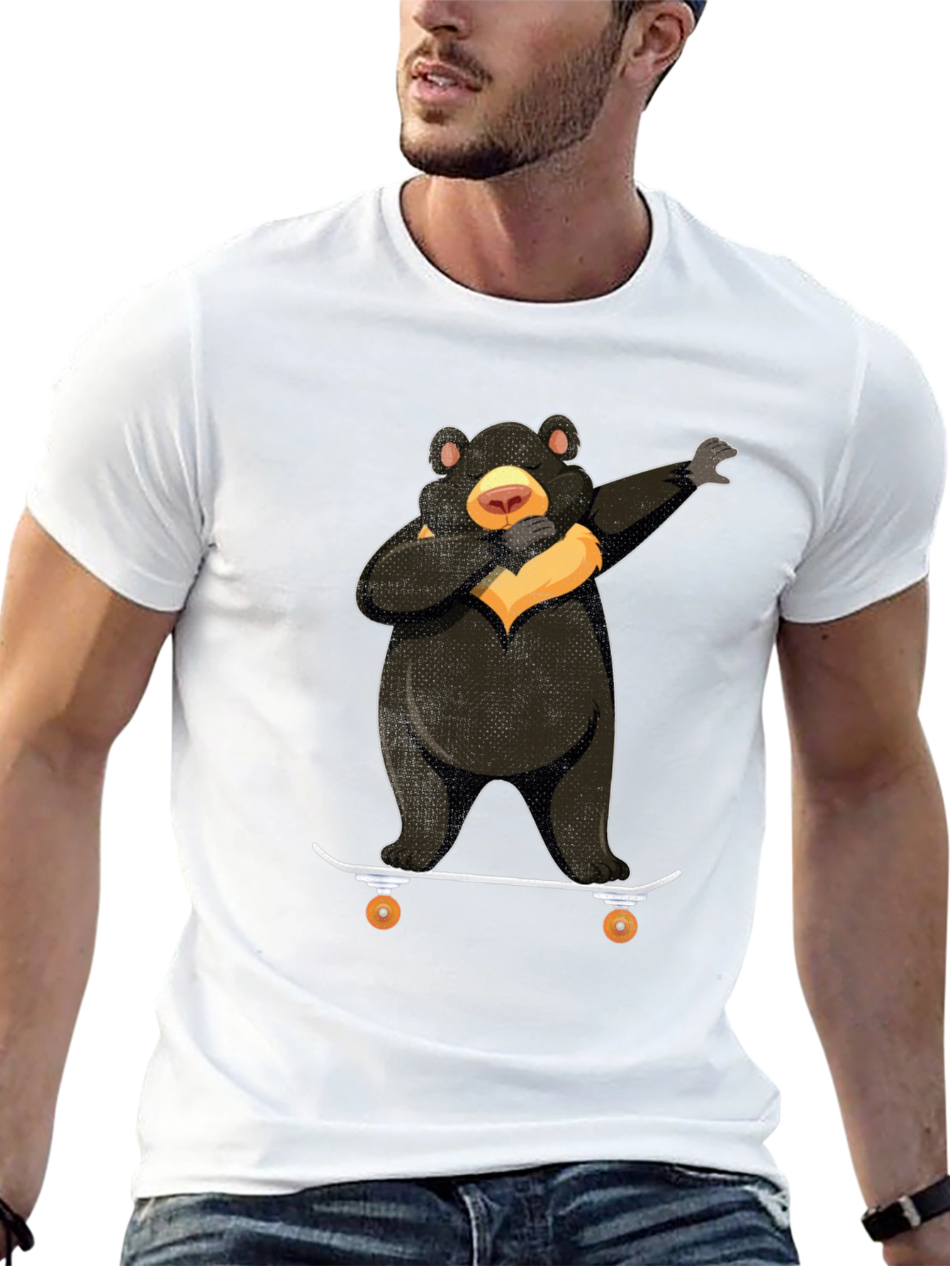 Dabbing Bear Skateboard Graphic T-Shirt