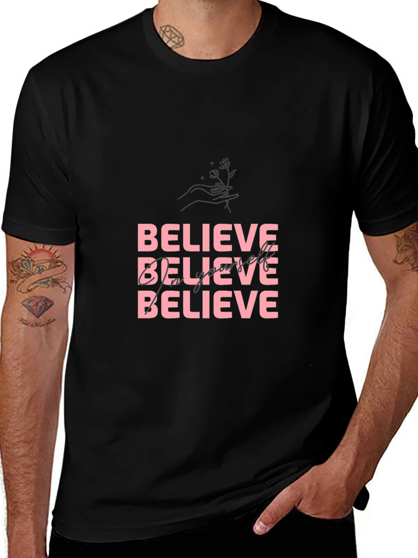 Believe Empower Yourself Black Graphic Tee