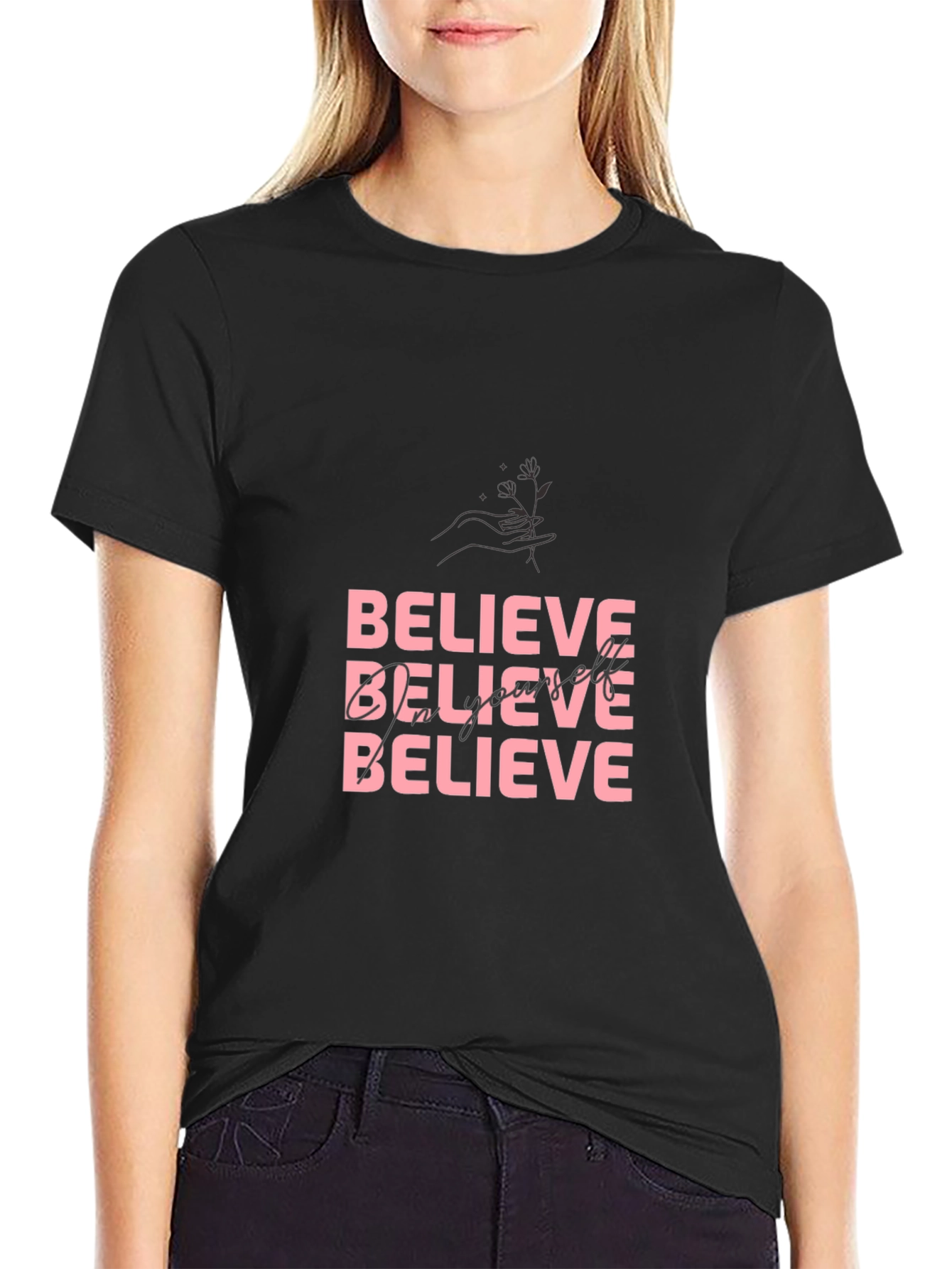 Believe Empower Yourself Black Graphic Tee