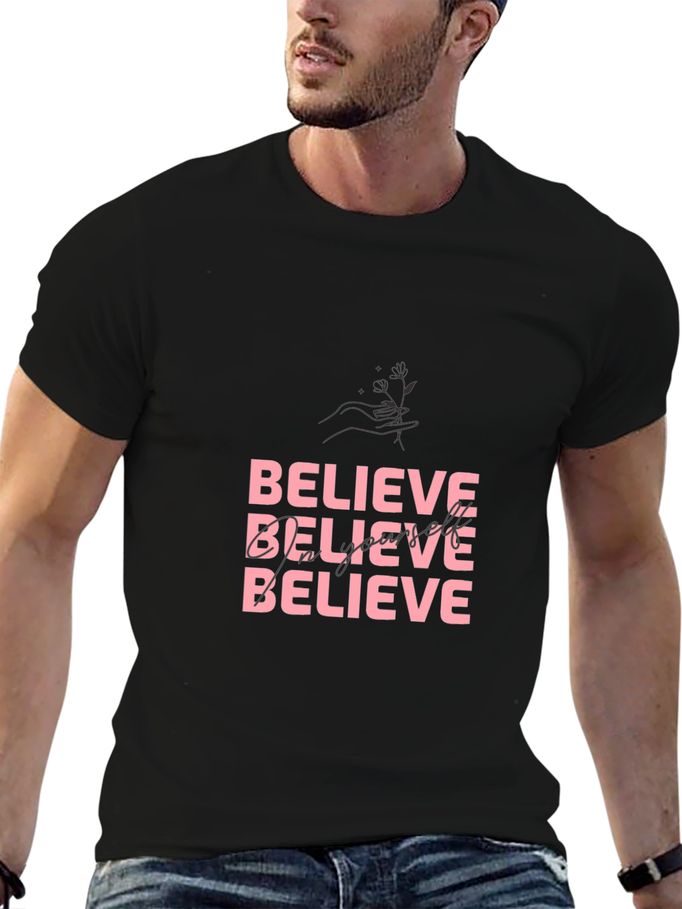 Believe Empower Yourself Black Graphic Tee