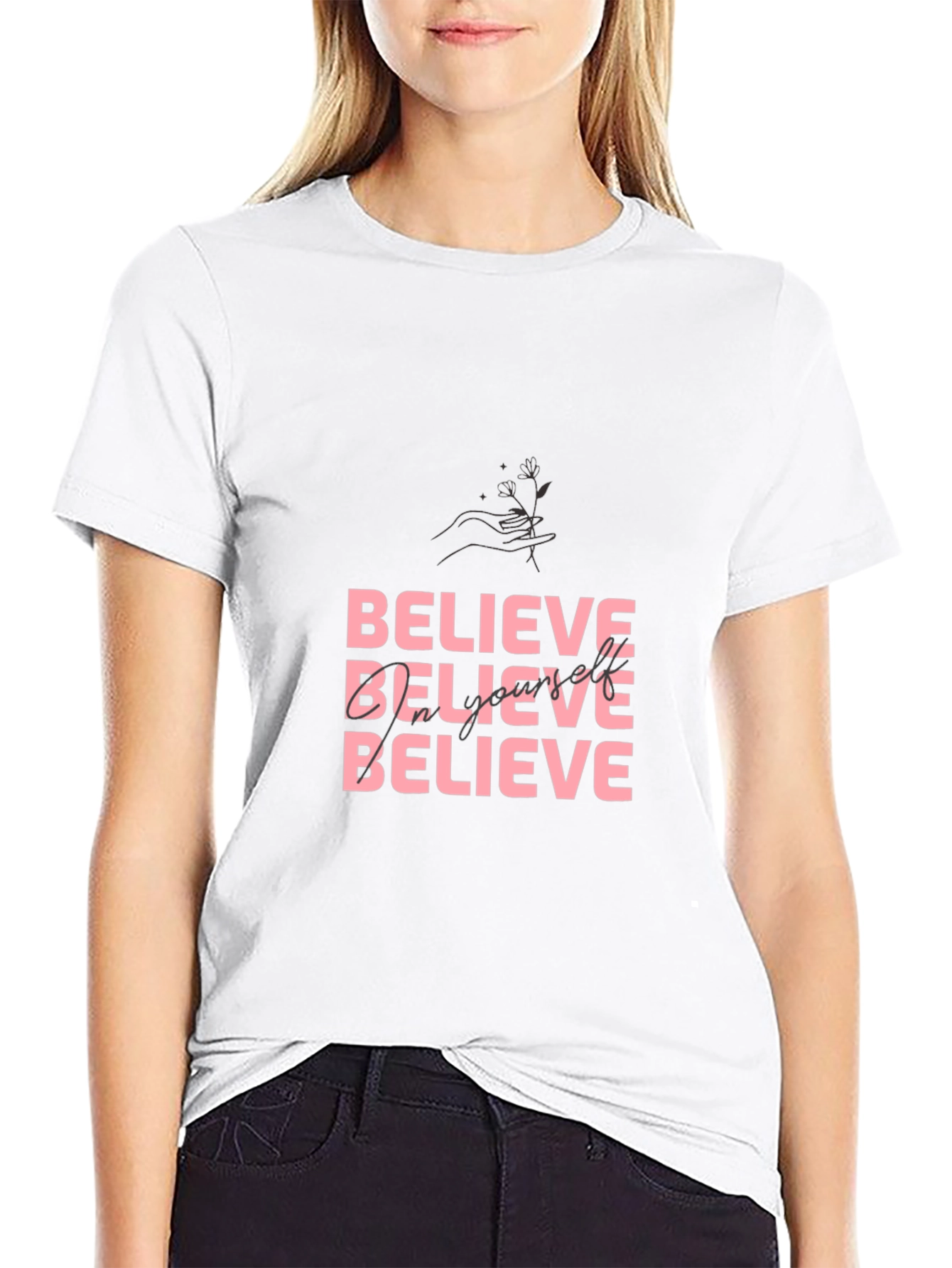 Believe Empower Yourself Black Graphic Tee