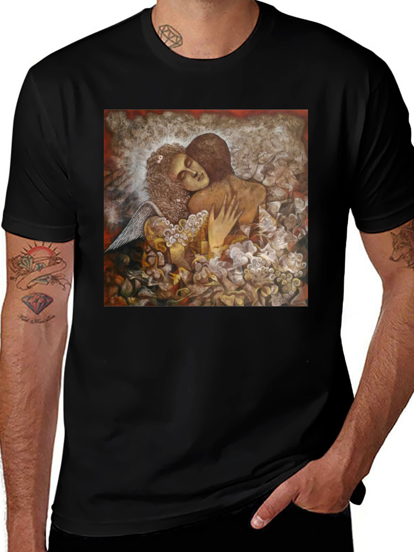 Artistic Embrace Graphic Tee - Unisex Black T-Shirt