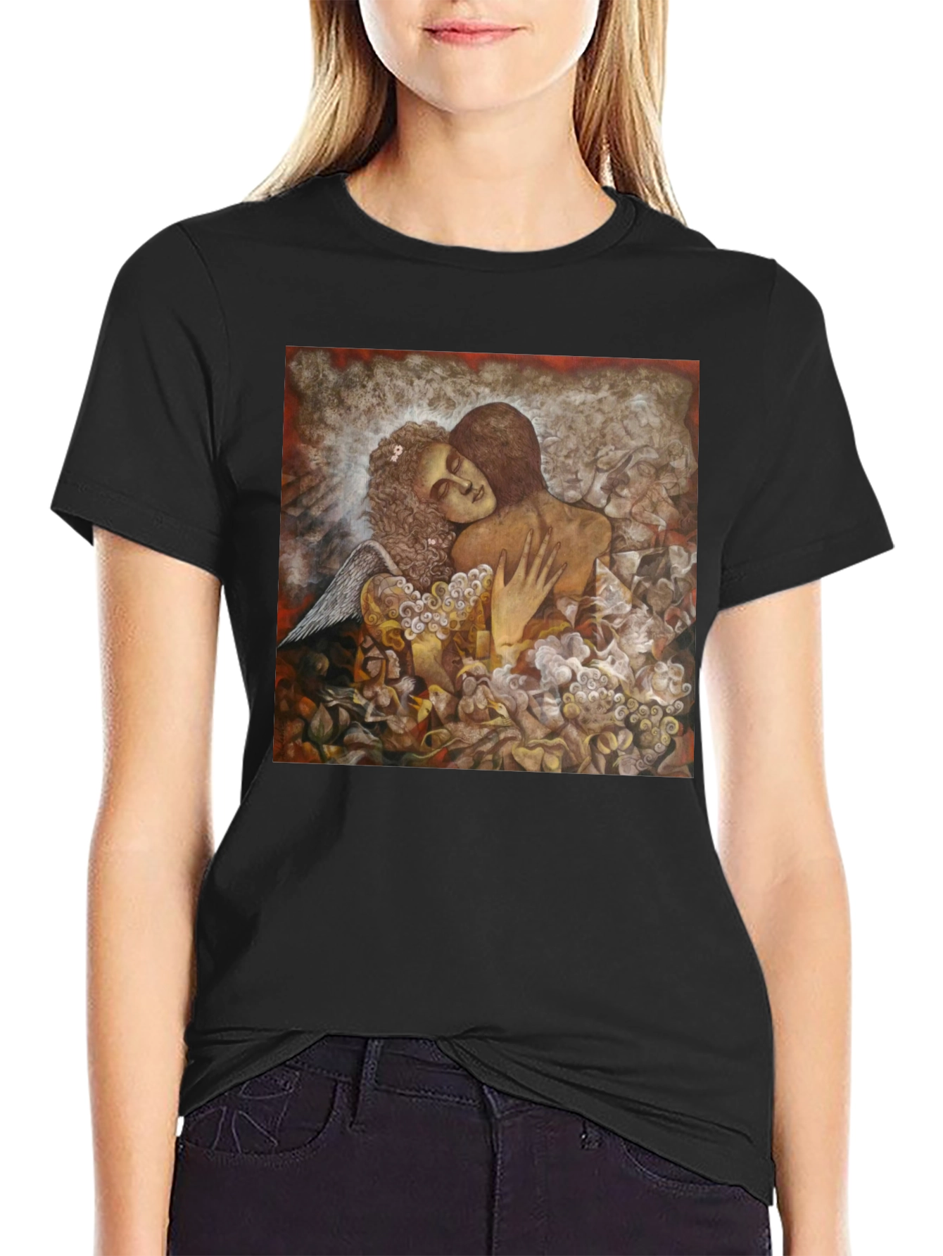 Artistic Embrace Graphic Tee - Unisex Black T-Shirt